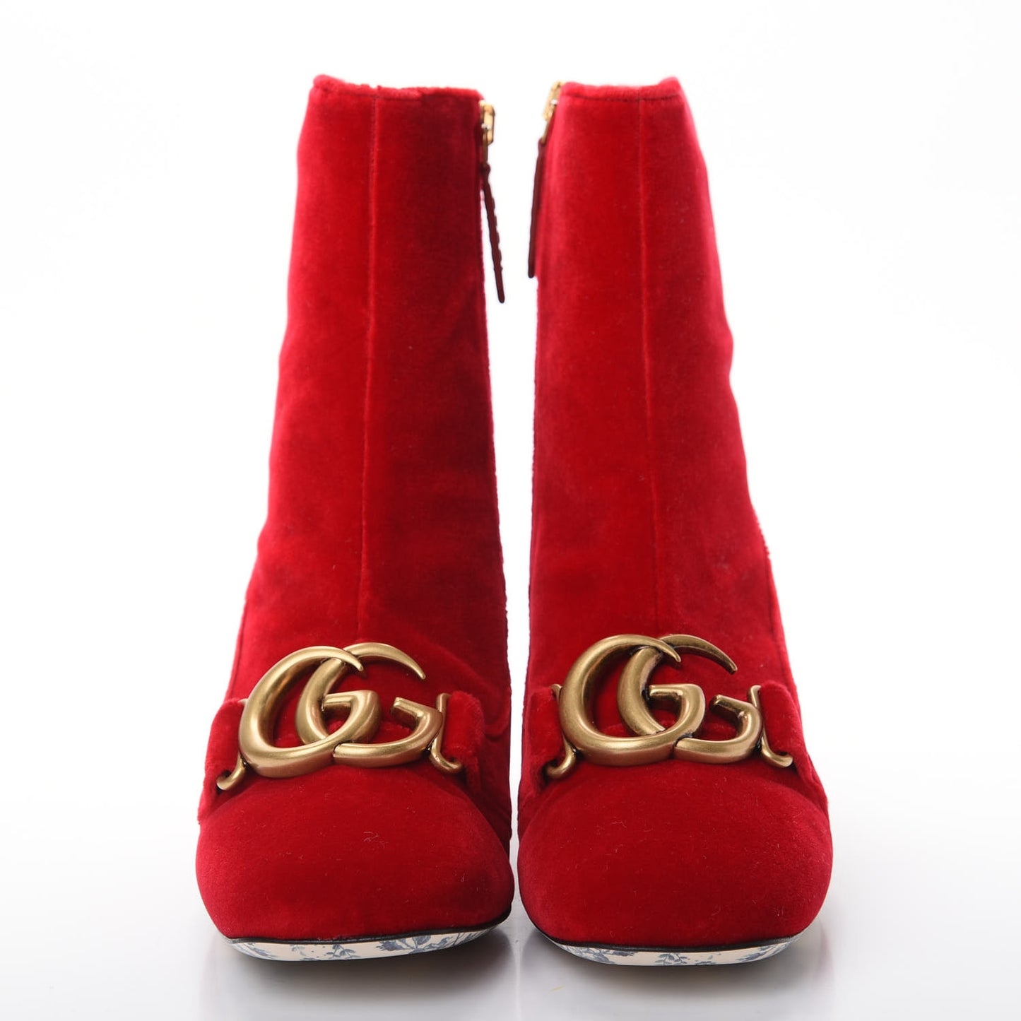Softy Velvet Malaga Kid GG Victoire 55mm Ankle Boots 36.5 Hibiscus Red