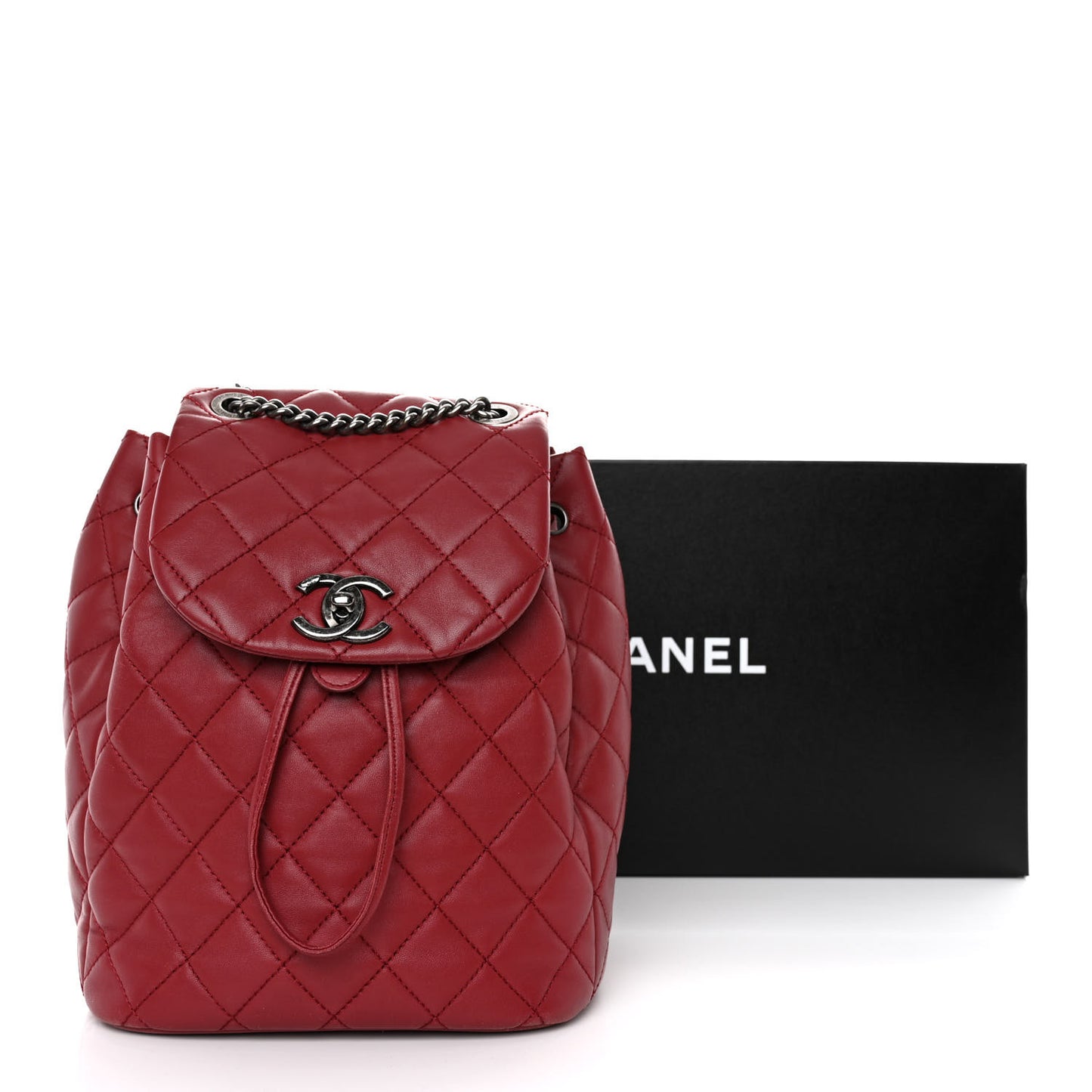 Lambskin Quilted Daily Supple Backpack Dark Red