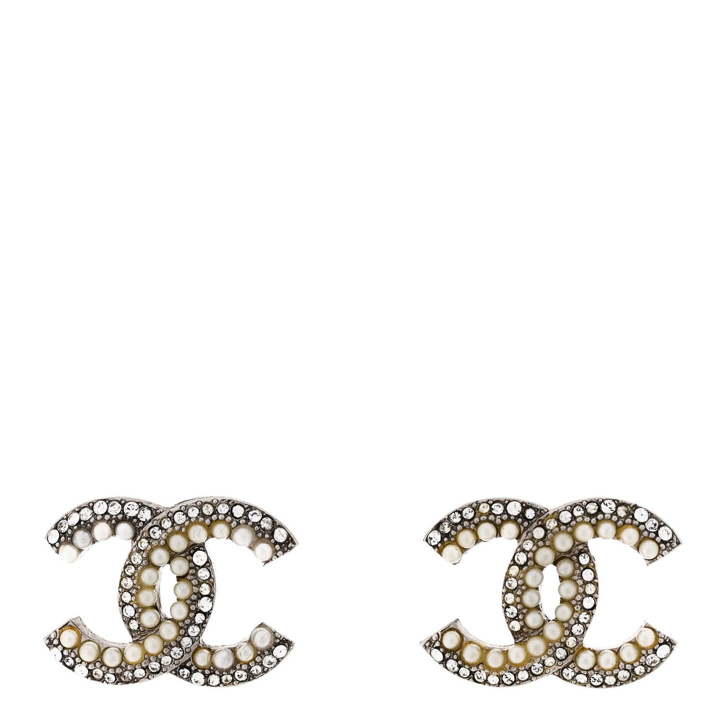 Pearl Crystal CC Snow Palace Earrings Silver