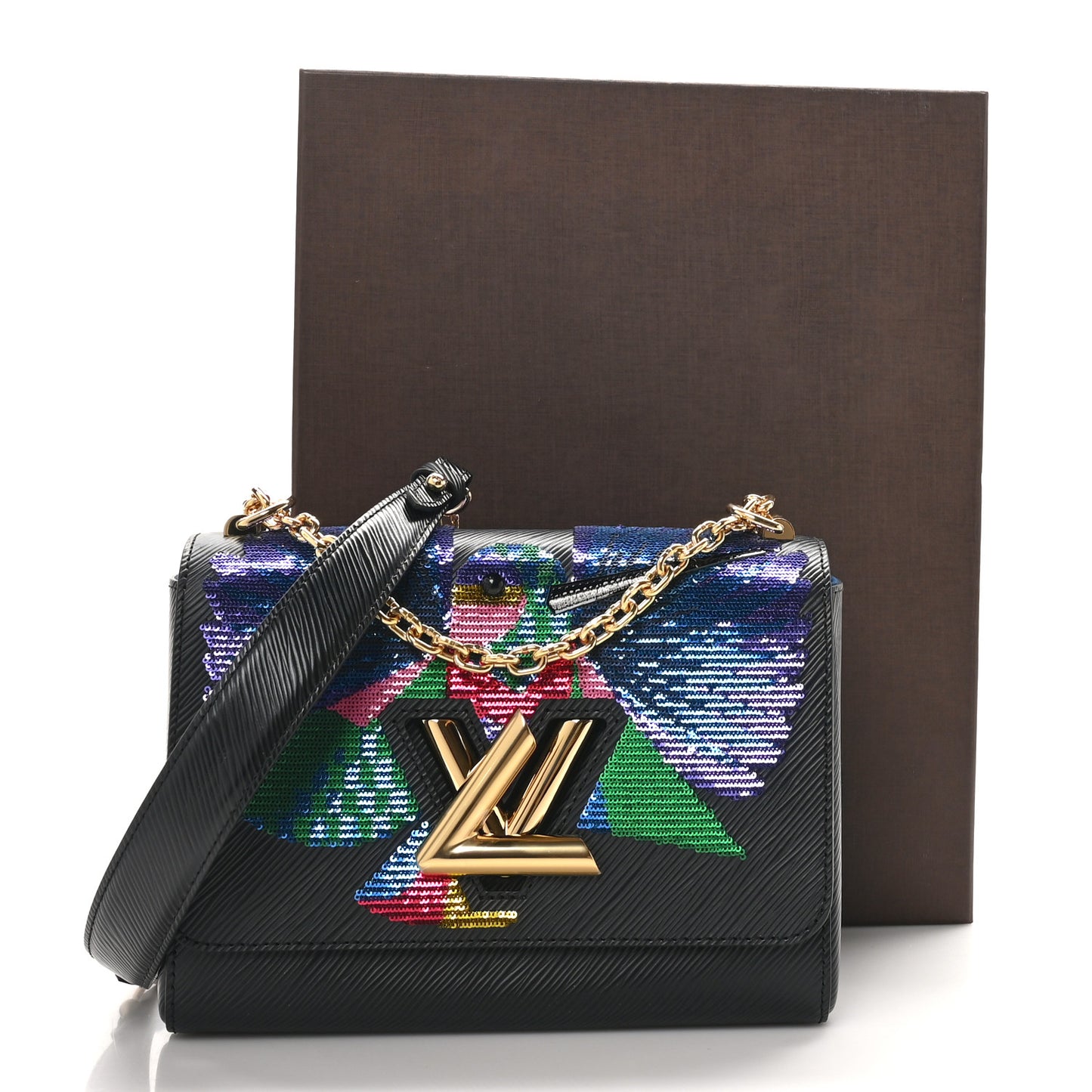 Epi Sequin Bird Twist Shoulder Bag MM Black