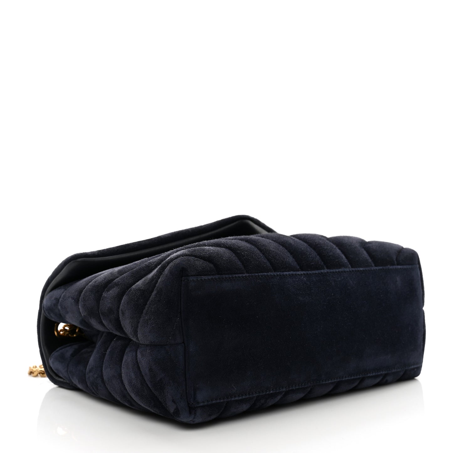 Suede Calfskin Y Quilted Monogram Small Loulou Chain Satchel Deep Marine