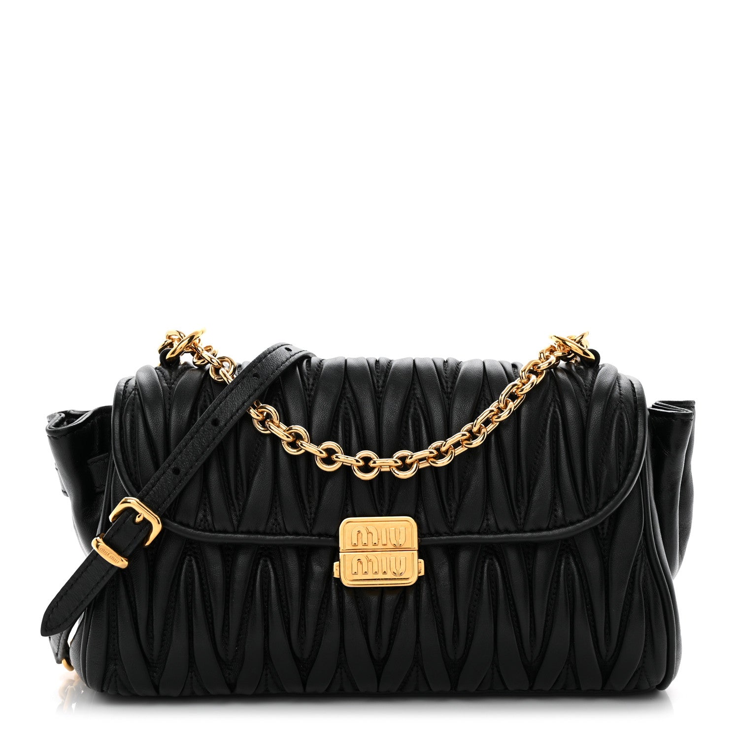 Miu Miu Nappa Matelasse Shoulder Bag Black 1893499 – FASHIONPHILE