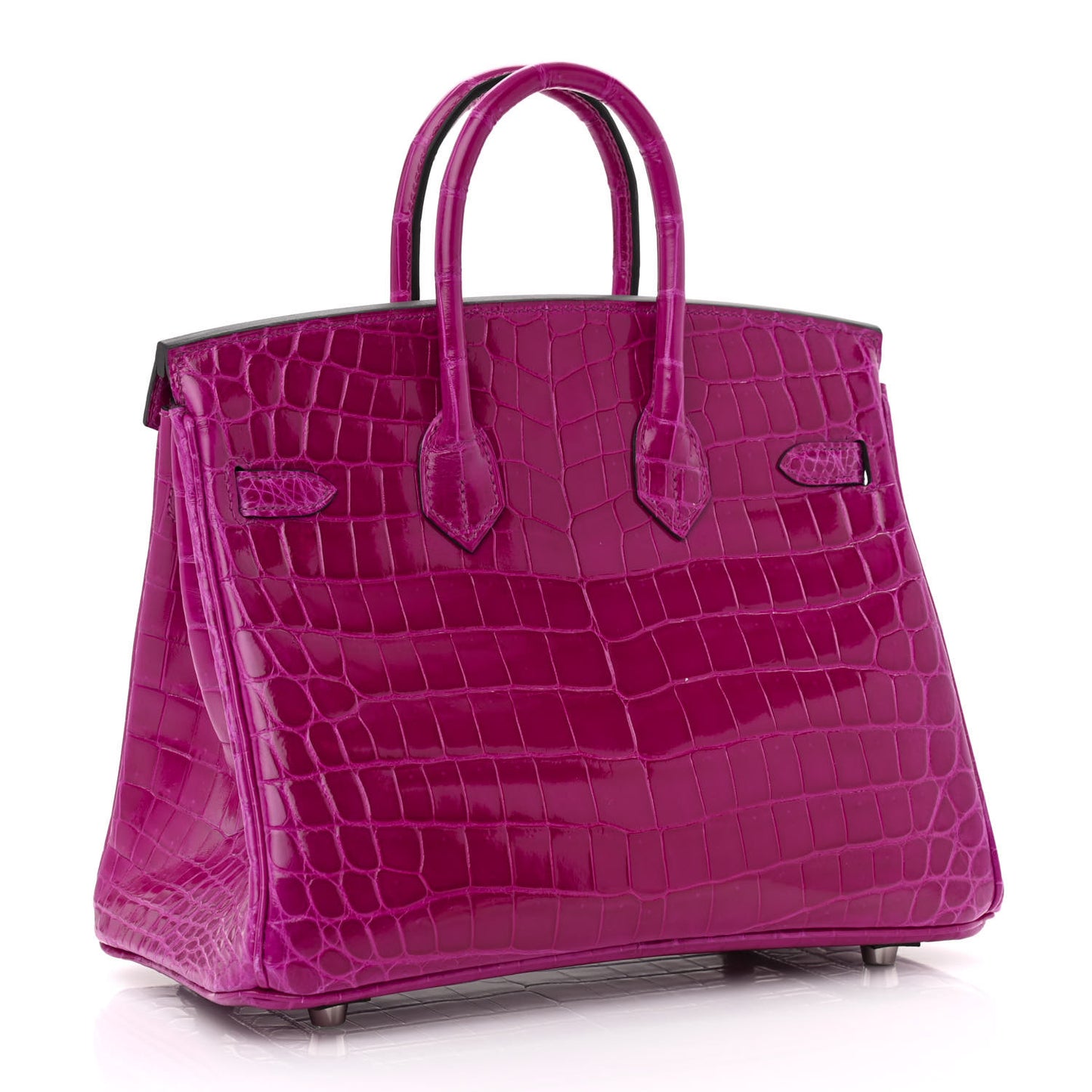 Shiny Niloticus Crocodile Birkin 25 Rose Pourpre