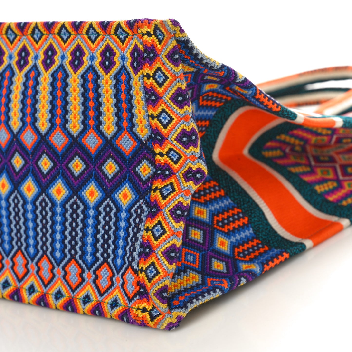 Canvas Embroidered Large Book Tote Orange Multicolor