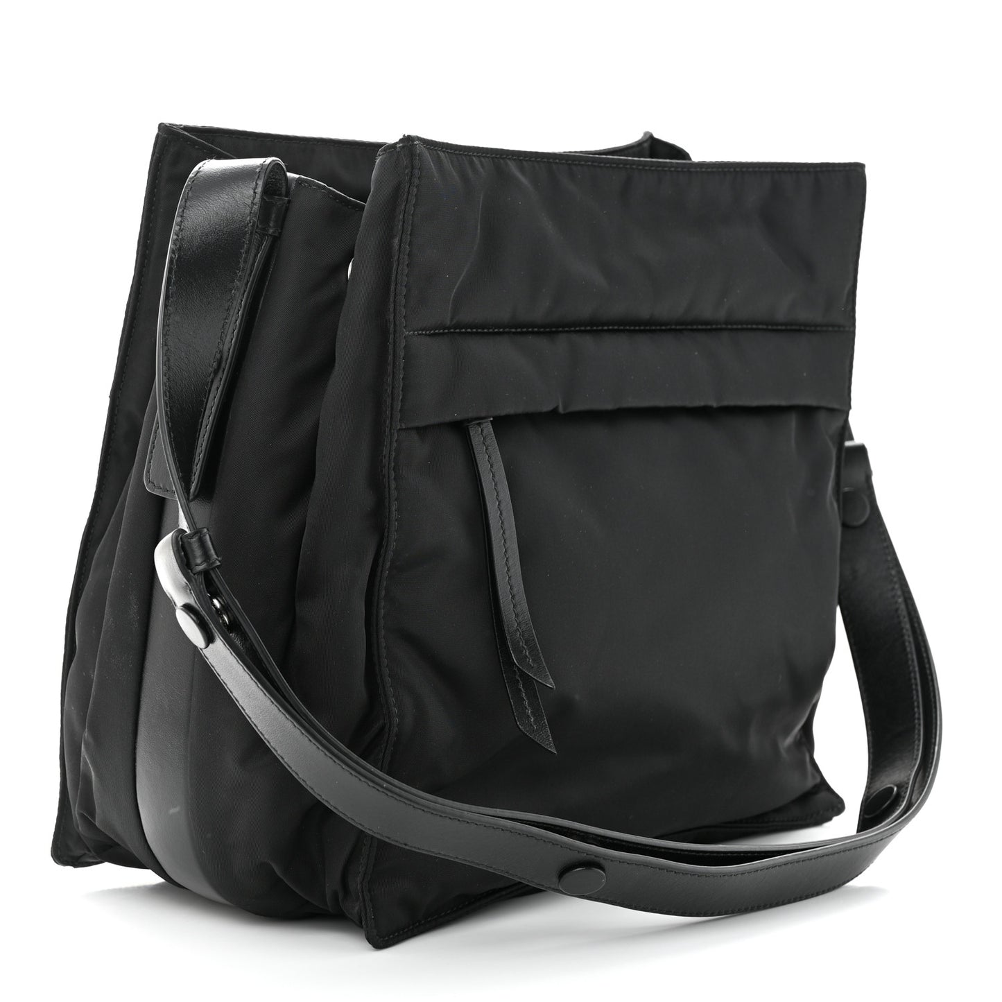 Tessuto Nylon Front Pocket Messenger Bag Black