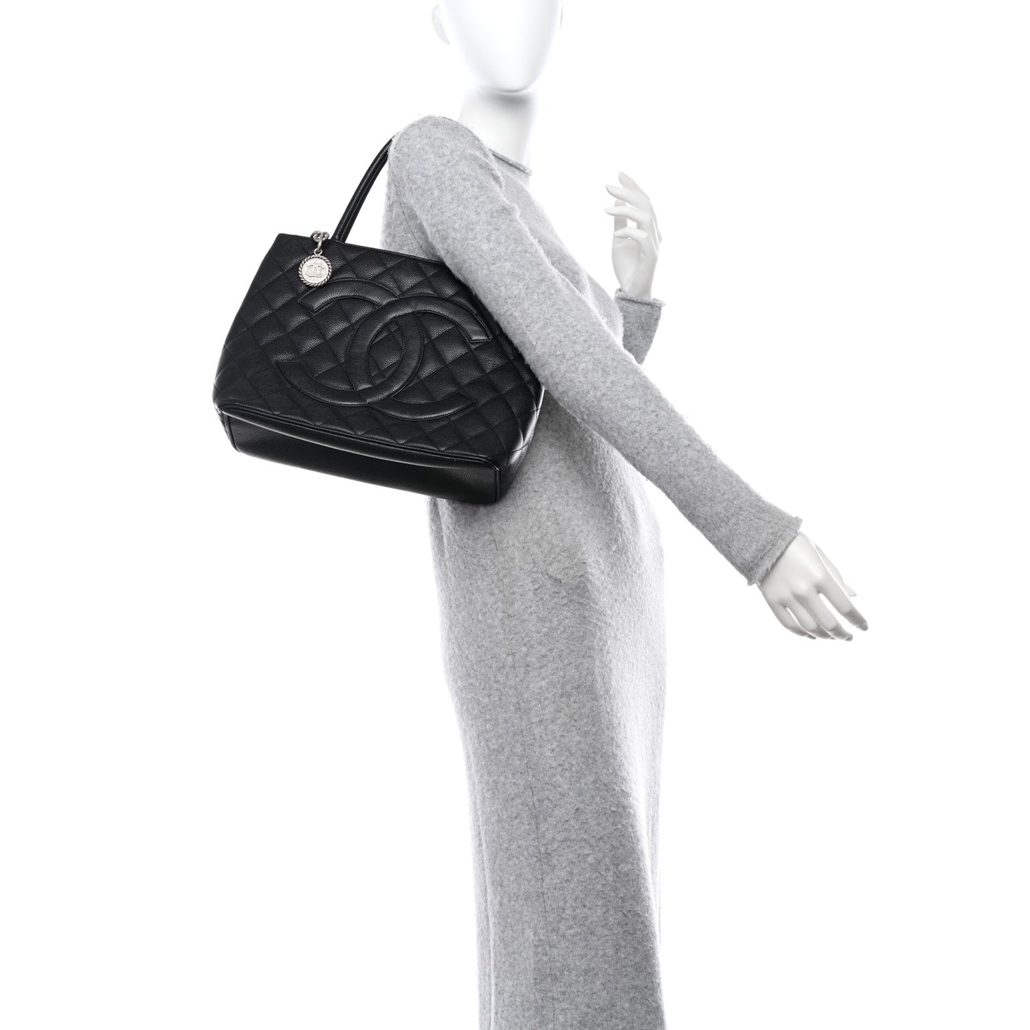 Caviar Quilted Medallion Tote Black