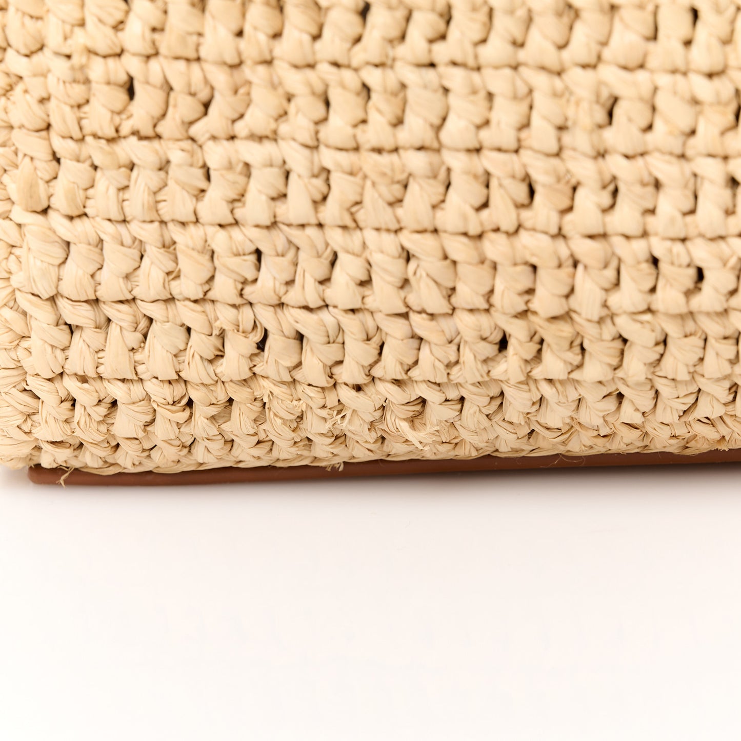 Raffia Calfskin Panier Rectangle Tote Naturel Brick