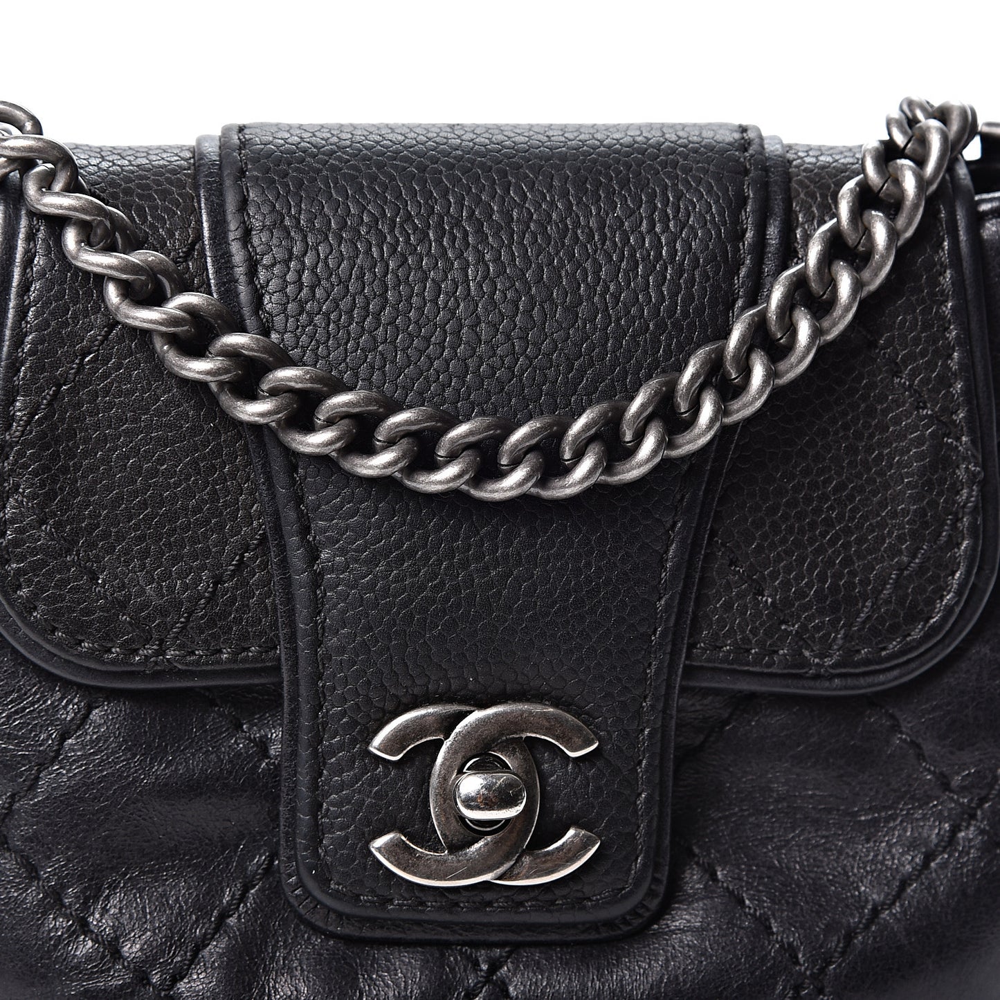 Caviar Aged Calfskin Mini Bubble Graphic Messenger Bag Black
