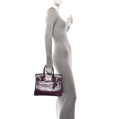 Shiny Niloticus Crocodile Birkin 30 Amethyst