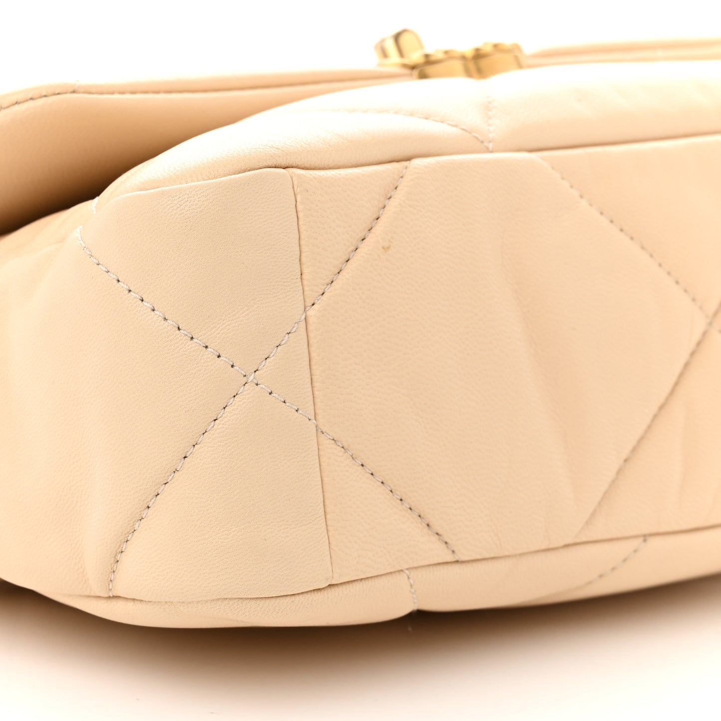 Goatskin Quilted Medium Chanel 19 Flap Beige