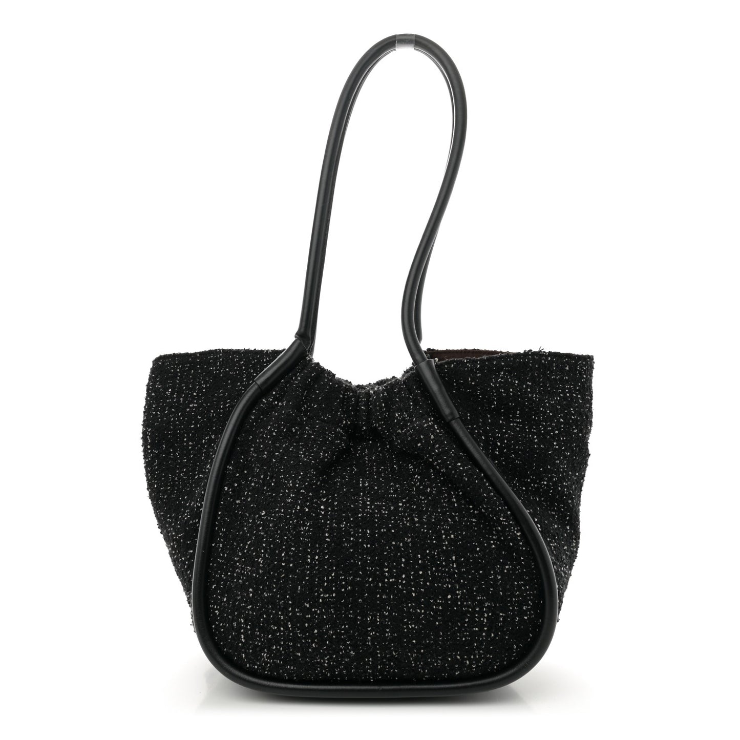 Tweed Large Ruched Tote Black
