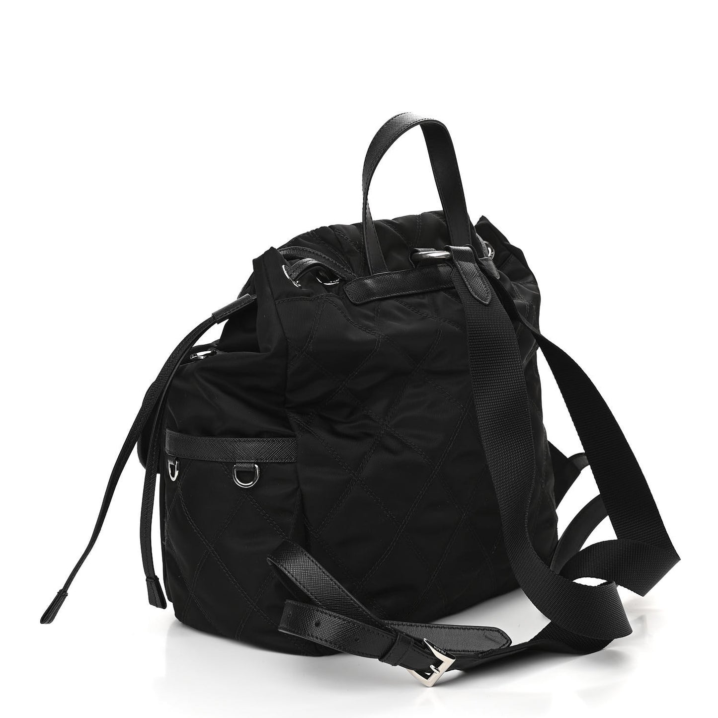 Tessuto Nylon Saffiano Vela Quilted Backpack Black