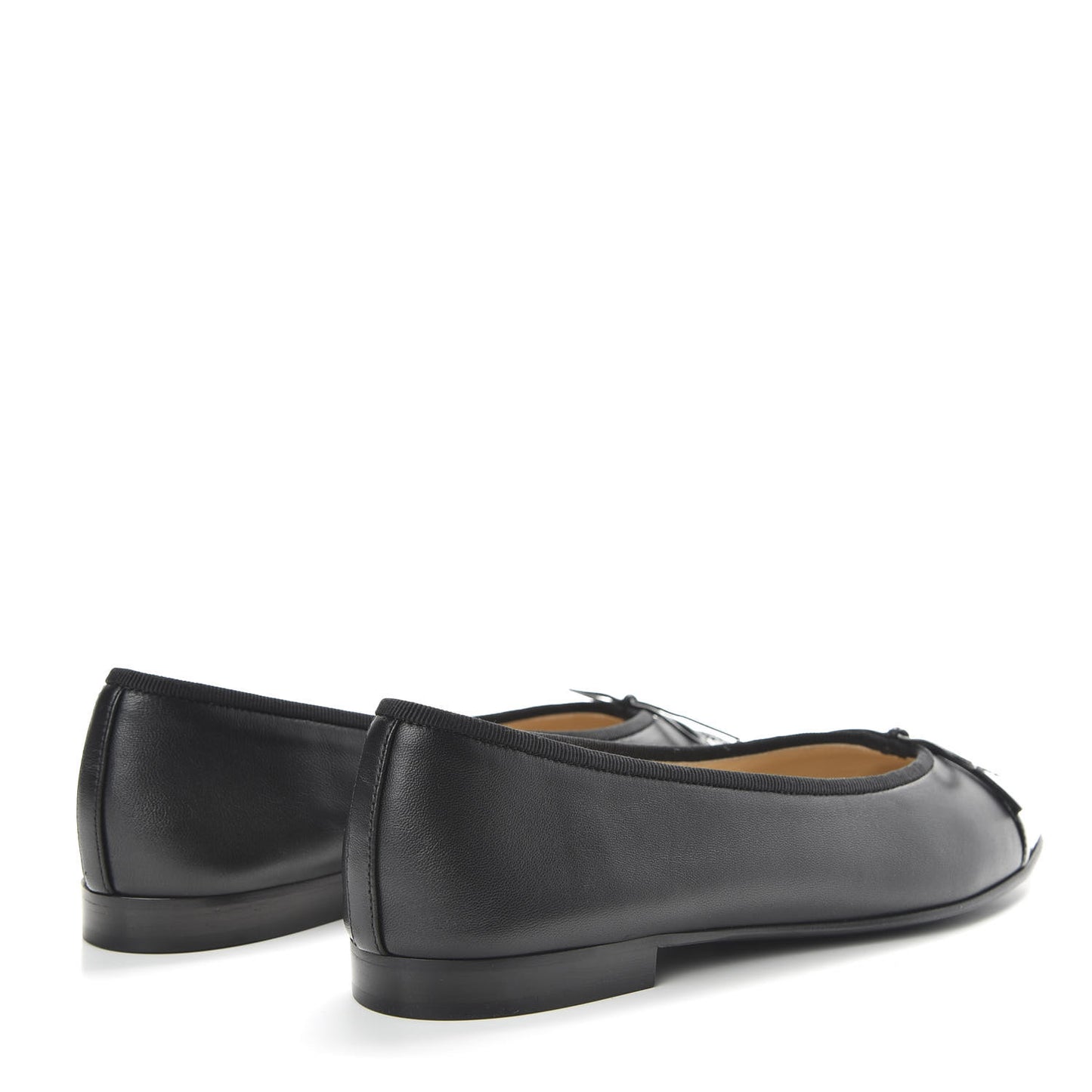 Lambskin Patent Cap Toe Ballerina Flats 38.5 Black