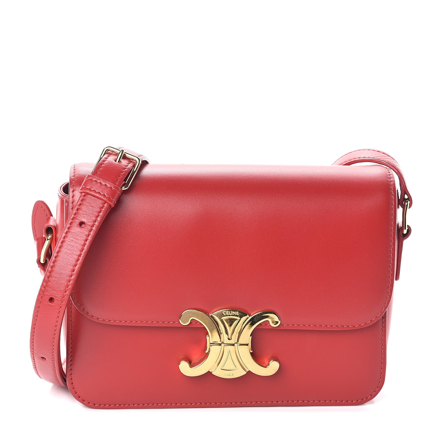 Celine Shiny Calfskin Teen Triomphe Red 1 of 9