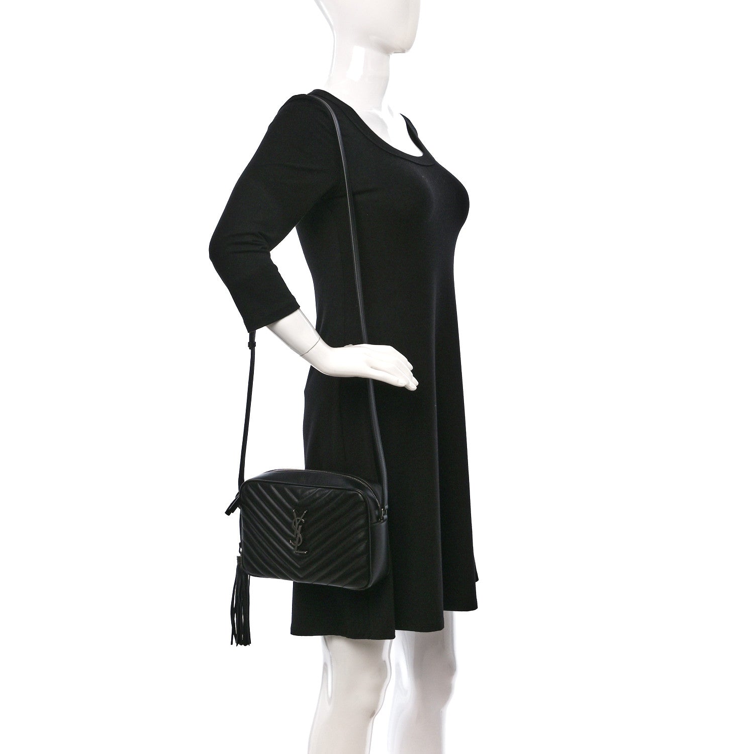 Saint Laurent Calfskin Matelasse Monogram Lou Camera Bag Black 2 of 9