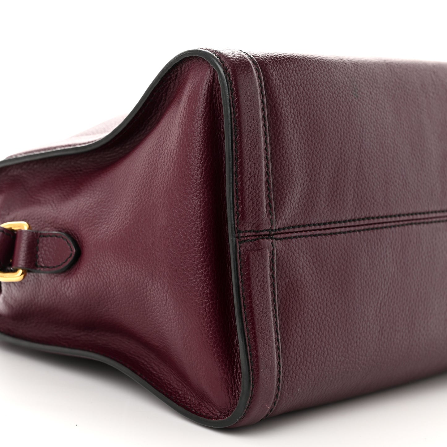 Pebbled Calfskin Small Skull Padlock Zip Around Tote Burgundy
