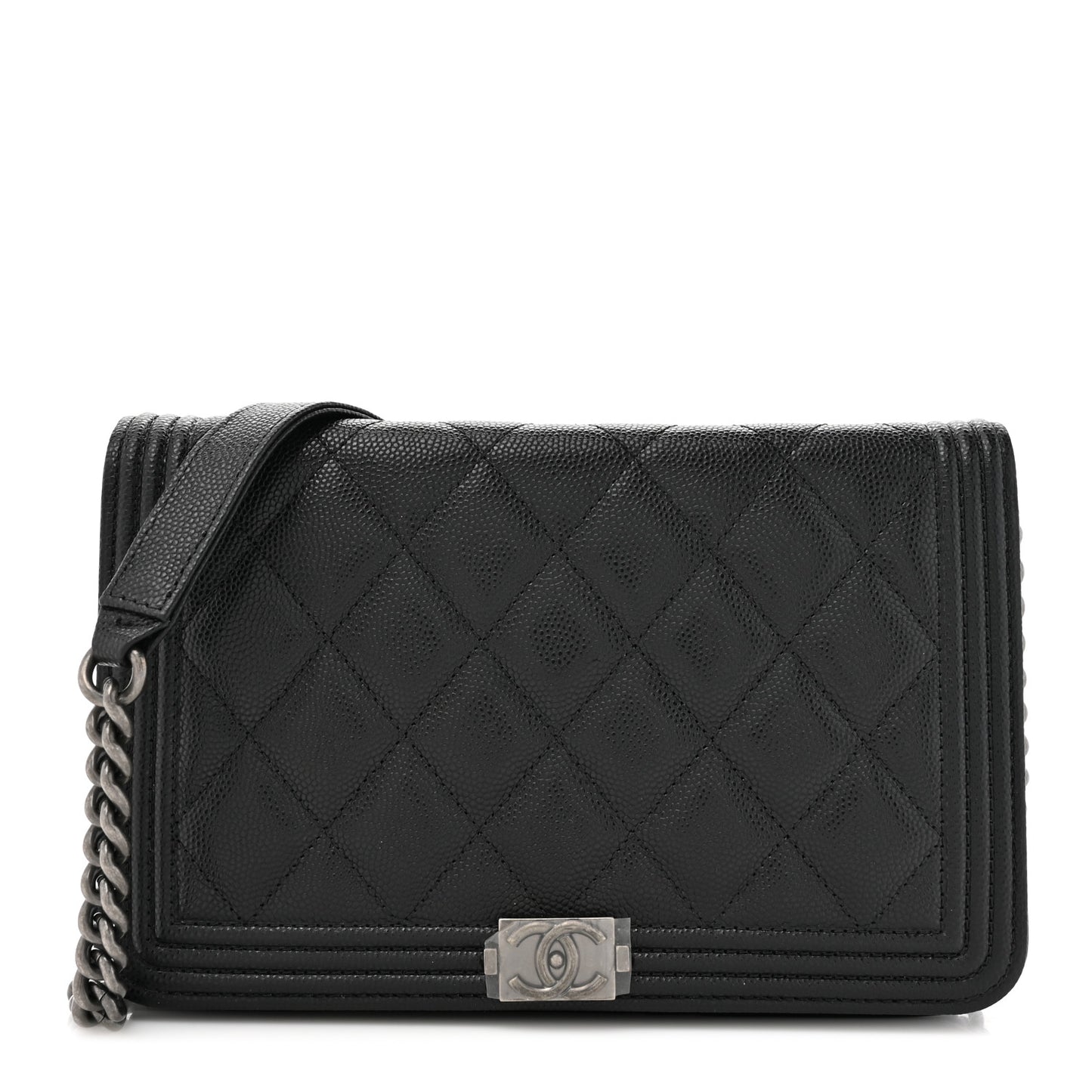 Caviar Quilted Boy Wallet On Chain WOC Black