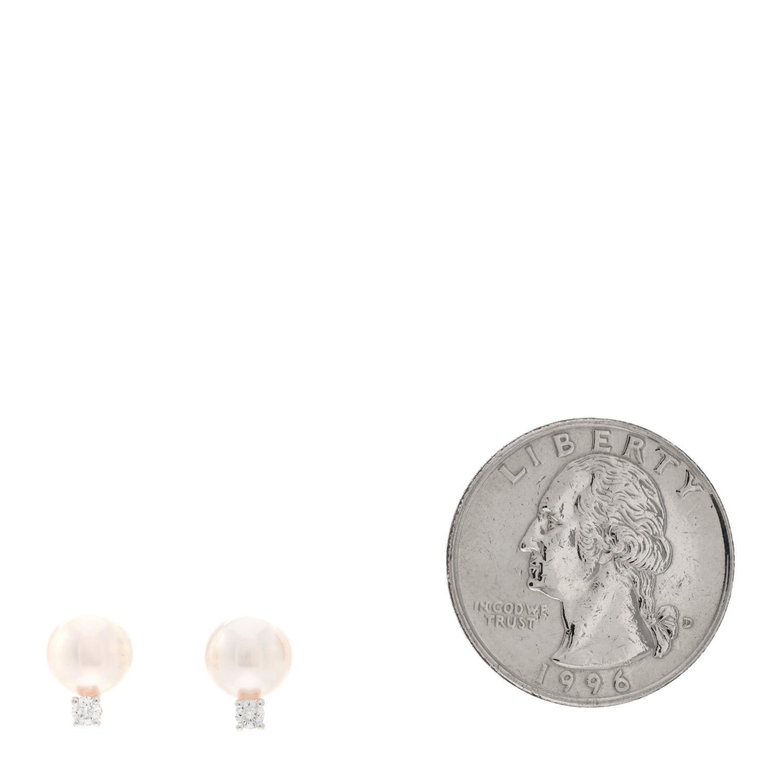 Mikimoto 18K White Gold Diamond Akoya Pearl 7-7.5mm Stud Earrings 2 of 5