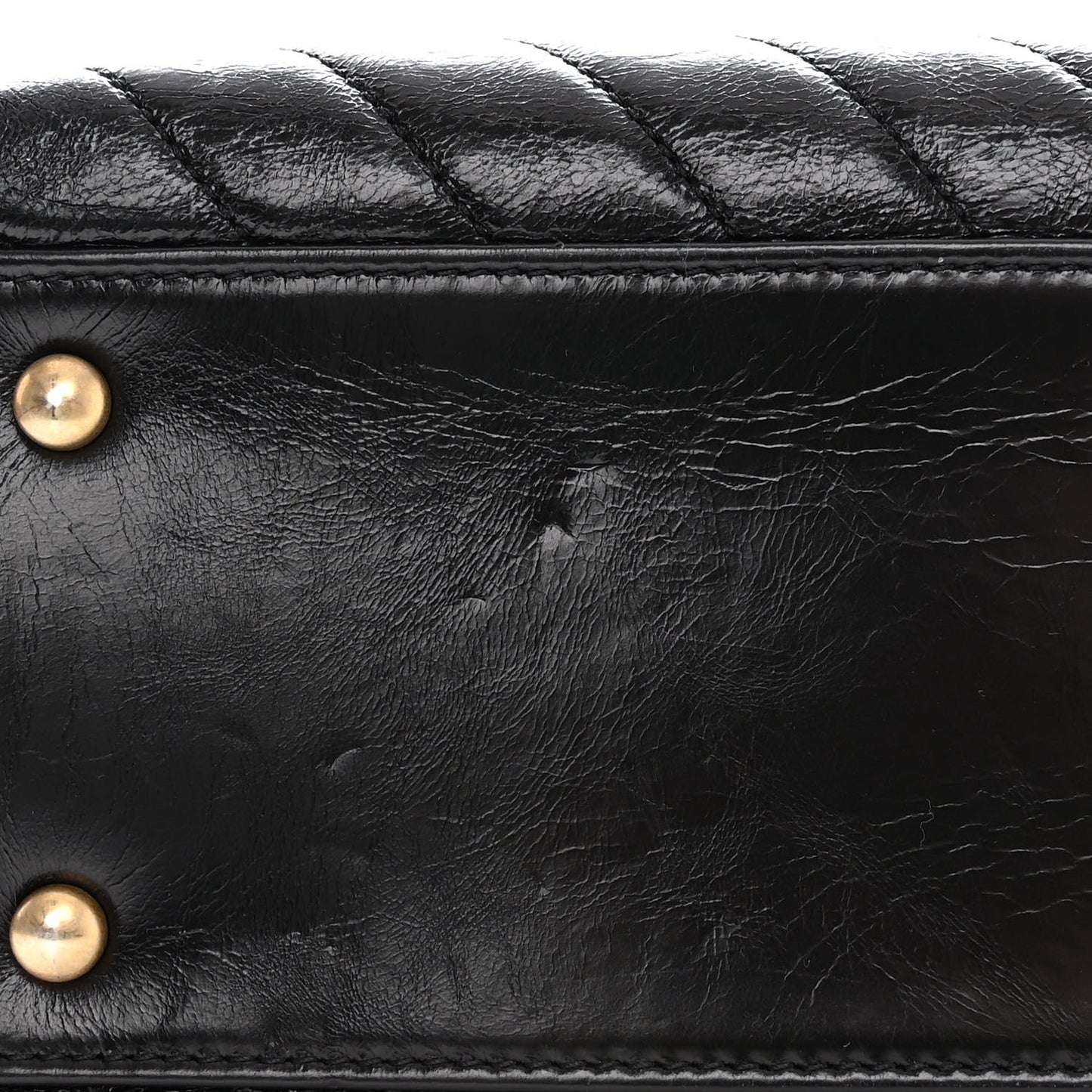 Calfskin Chevron Quilted Medium Coco Handle Flap Black