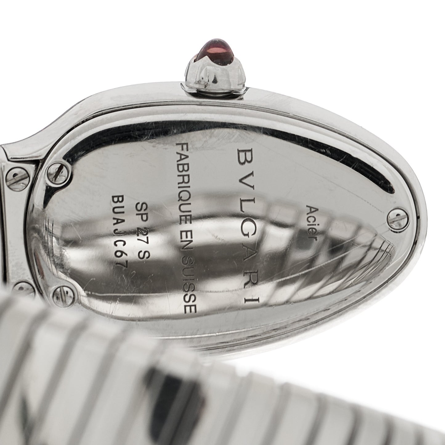 Stainless Steel Diamond Bezel 35mm Serpenti Tubogas Quartz Watch Black