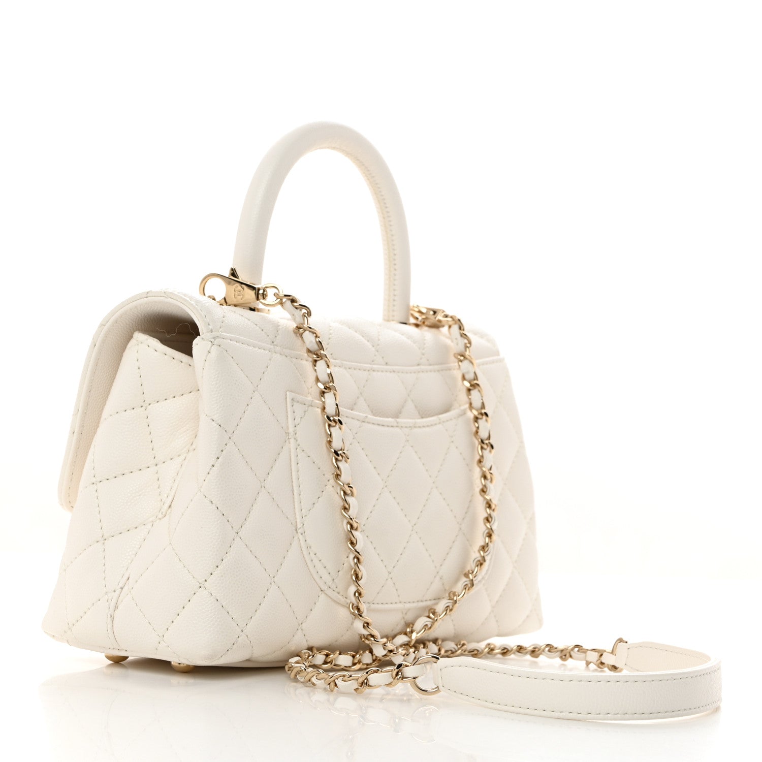 Chanel Caviar Quilted Mini Coco Handle Flap White 2 of 10