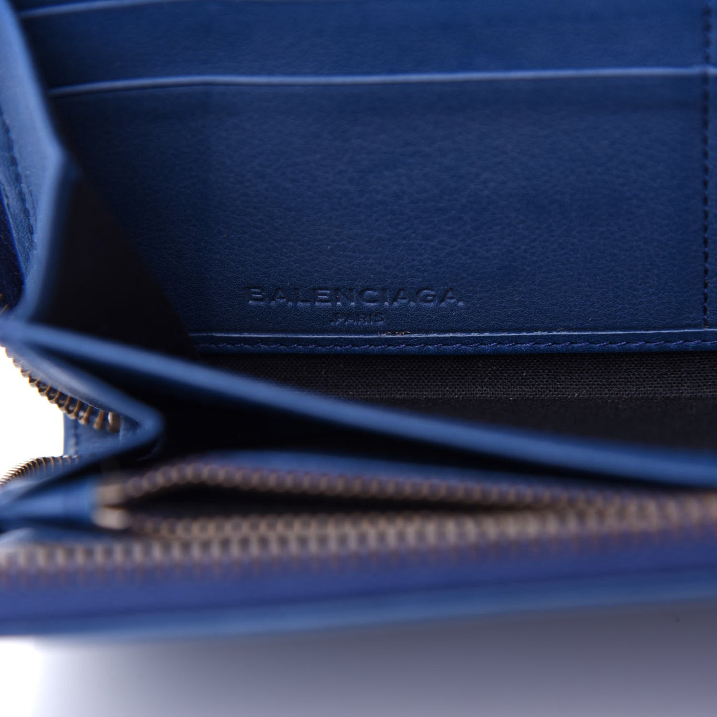 Veau Soyeux Perforated Blackout Hardware Continental Zip Around Wallet Bleu Marine