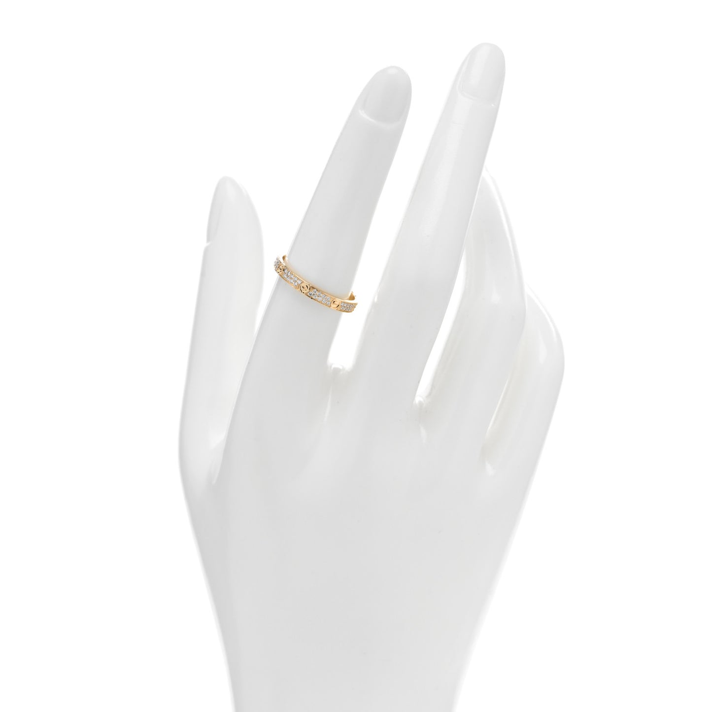 18K Yellow Gold Diamond 2.6mm LOVE Paved Band Ring 55 7.25