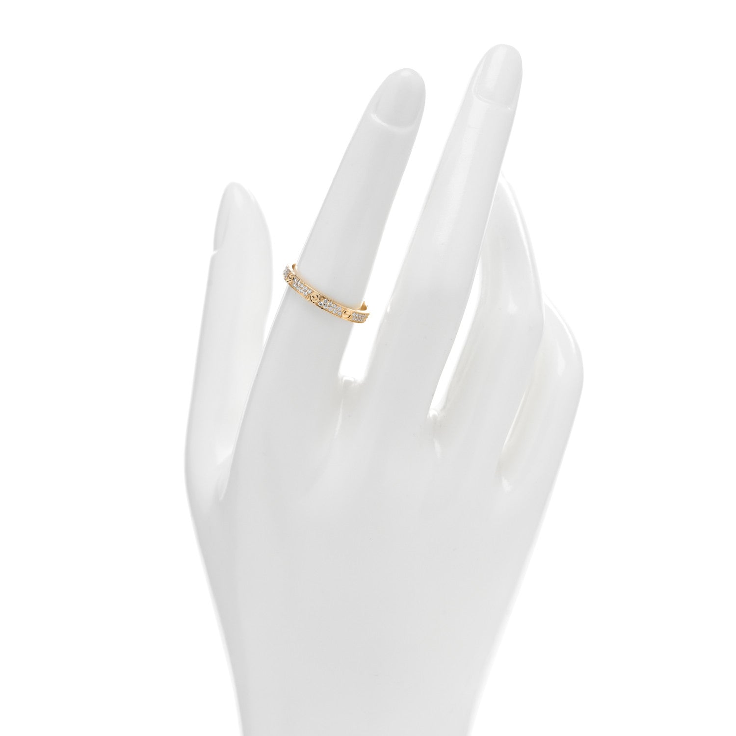 Cartier 18K Yellow Gold Diamond 2.6mm LOVE Paved Band Ring 55 7.25 2 of 5