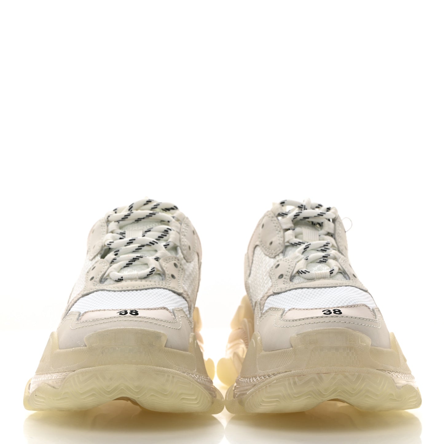Fabric Mesh Clear Sole Womens Triple S Sneakers 38 White