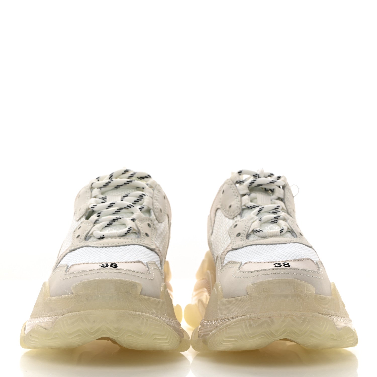 Balenciaga Fabric Mesh Clear Sole Womens Triple S Sneakers 38 White 2 of 8