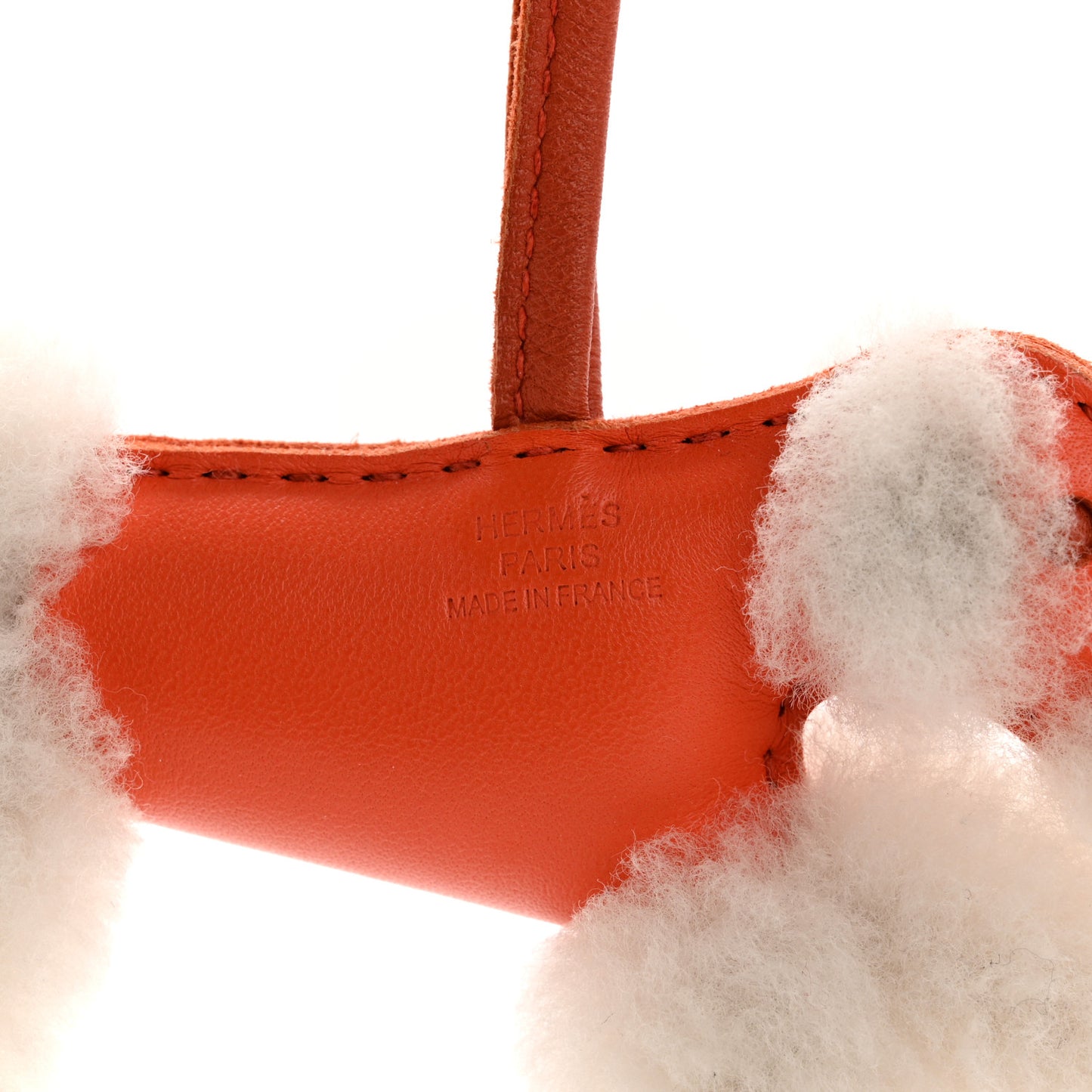 Milo Lambskin Shearling Budy Charm Orange Poppy