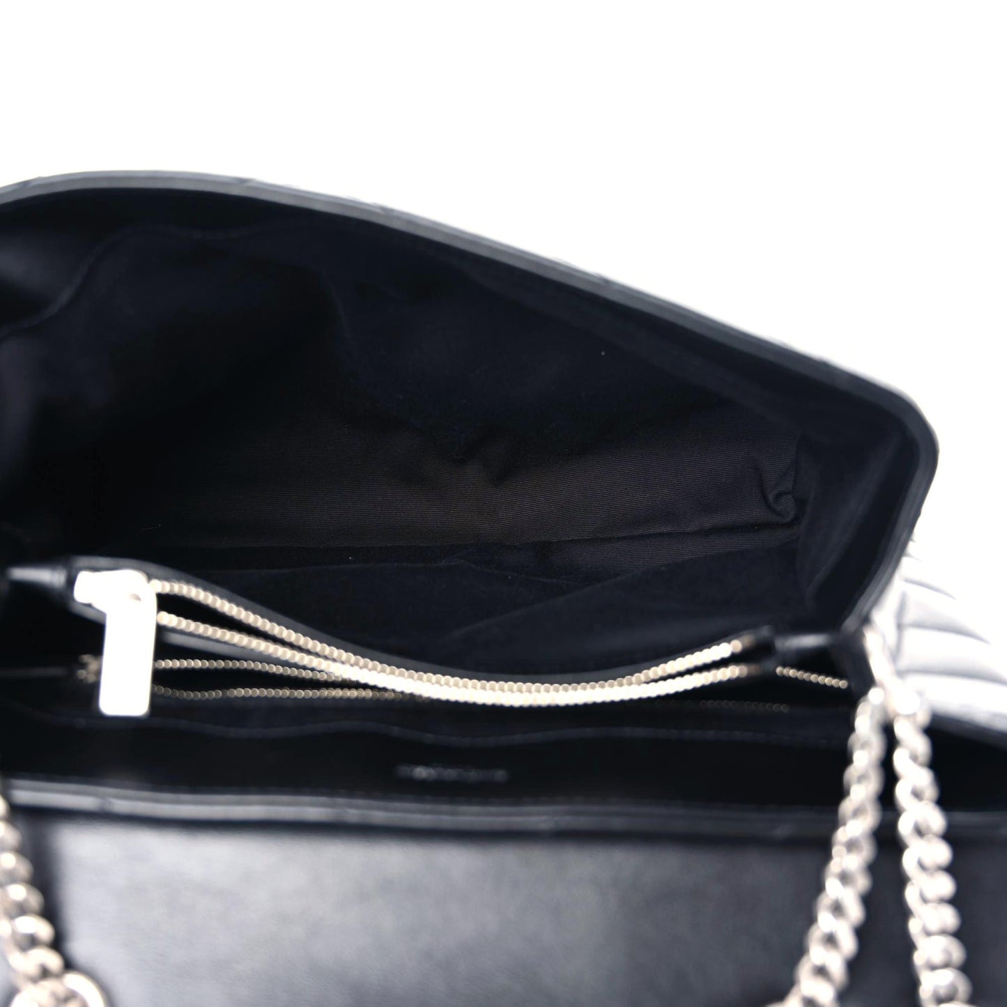 Calfskin Y Quilted Monogram Medium Loulou Chain Satchel Black