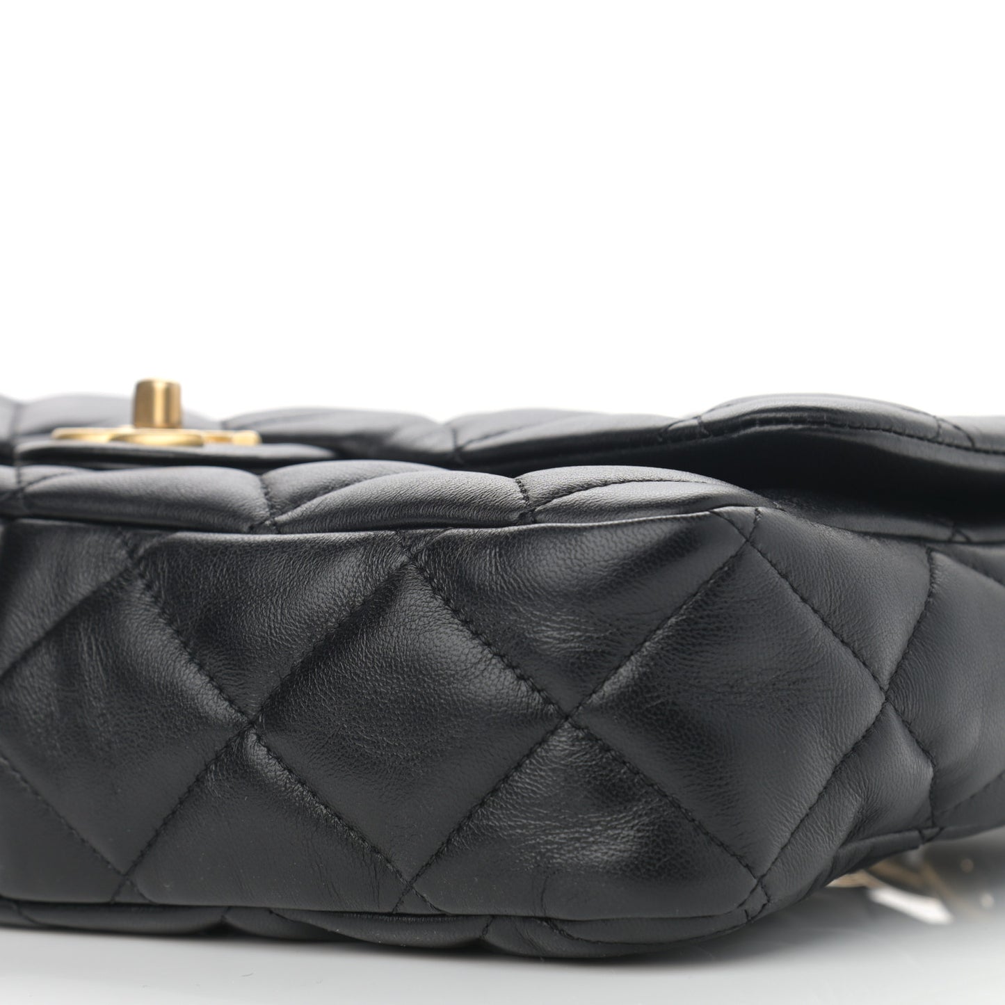 Lambskin Quilted Large CC Funky Town Flap Black