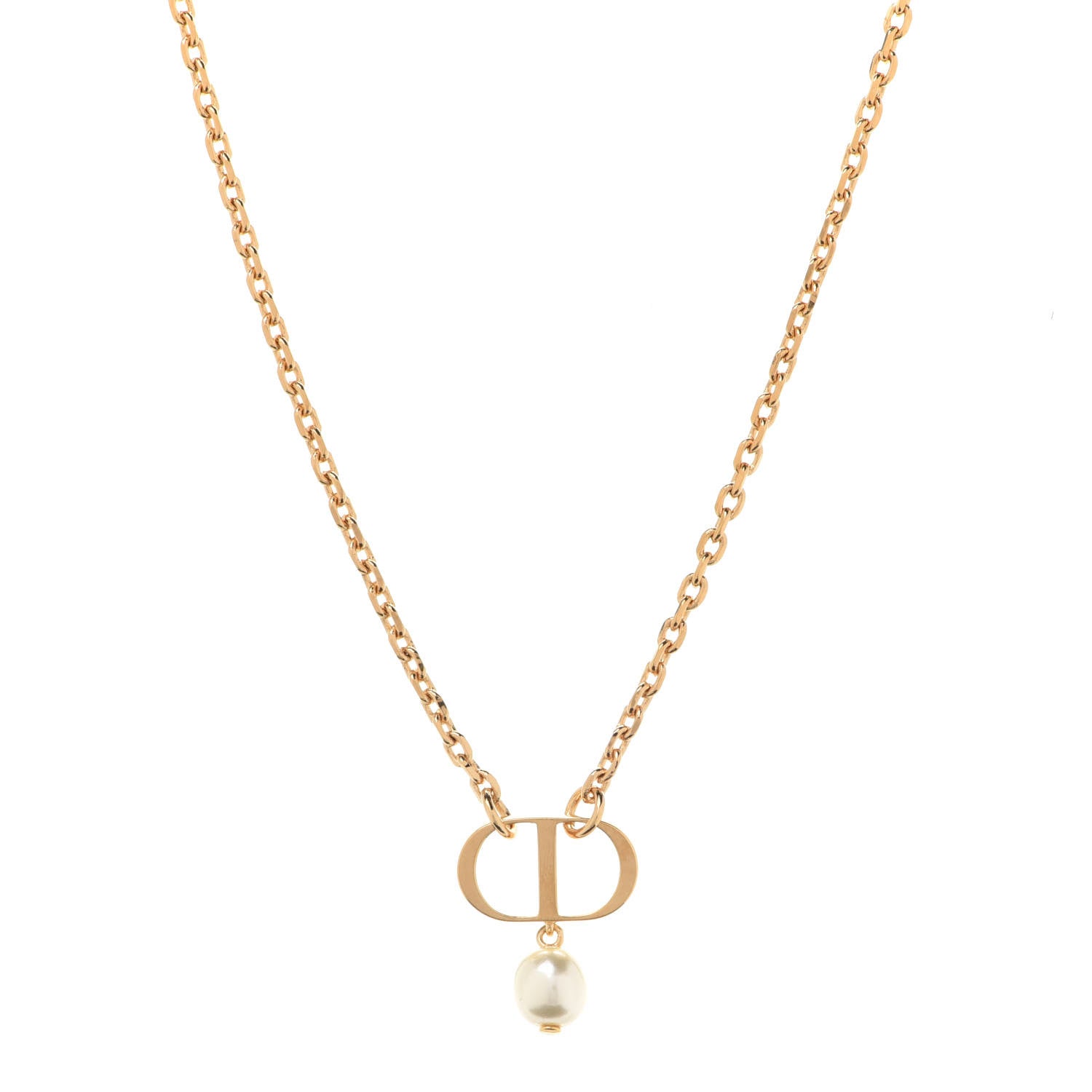 Christian Dior Pearl Petit CD Necklace Gold 903256 – FASHIONPHILE