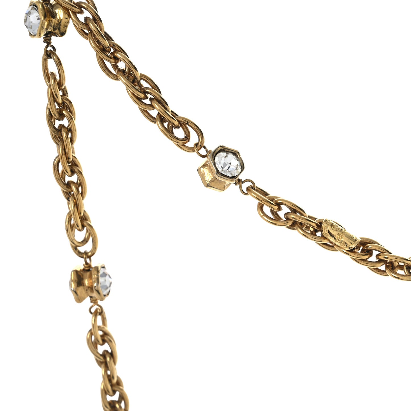 Crystal Hexagon CC Necklace Gold