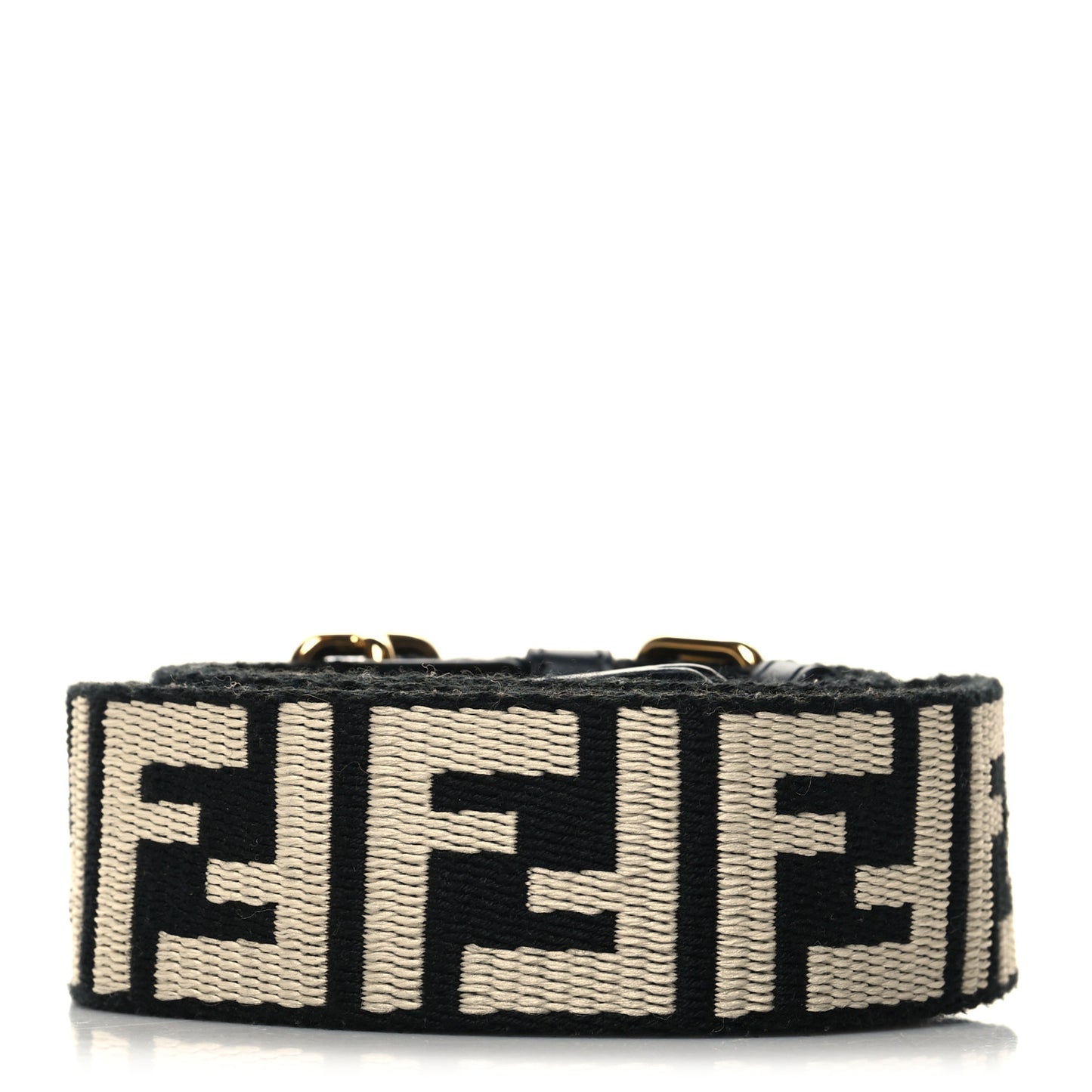Jacquard Ribbon Vitello King FF Bi-Color Intreccio Adjustable Strap You Black White