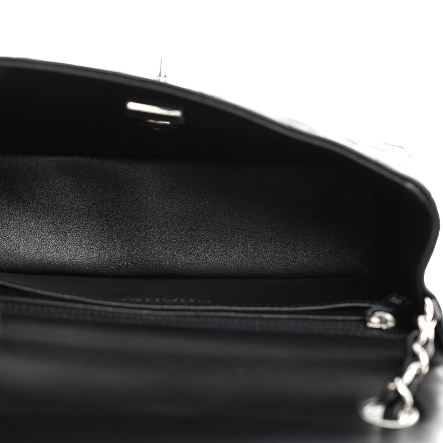 Lambskin Quilted Mini Rectangular Flap Black