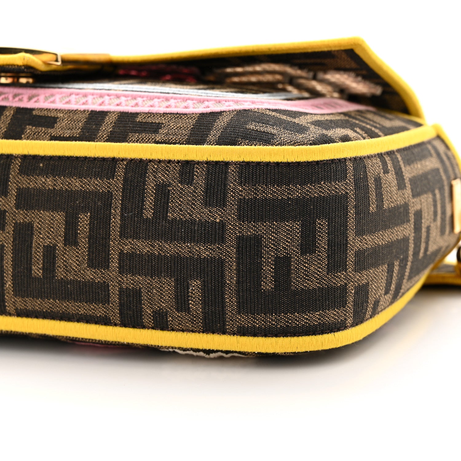 Fendi Fabric Jacquard FF Floral Embroidered Baguette Tobacco Moro Multicolor 9 of 9