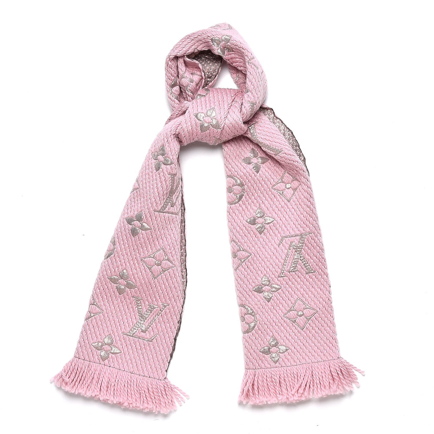 Louis Vuitton Wool Silk Logomania Shine Scarf Pink 248738