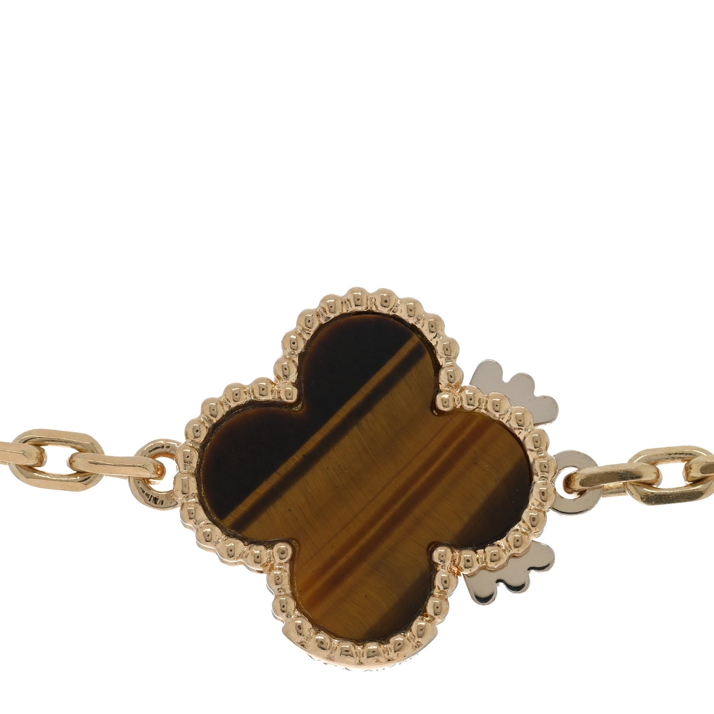 18K Yellow Gold Tiger Eye Carnelian 16 Motifs Magic Alhambra Necklace