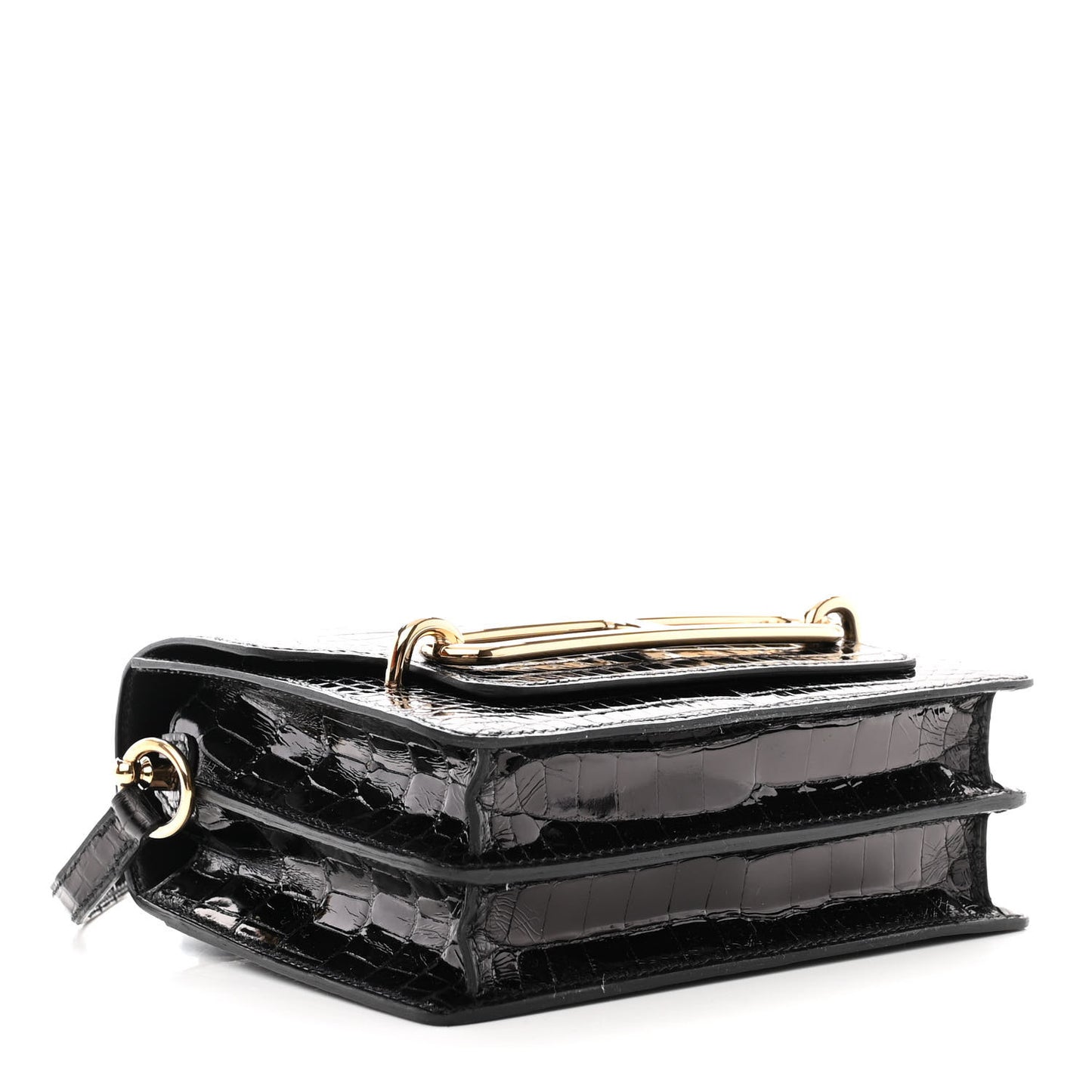 Shiny Alligator Mini Sac Roulis Black