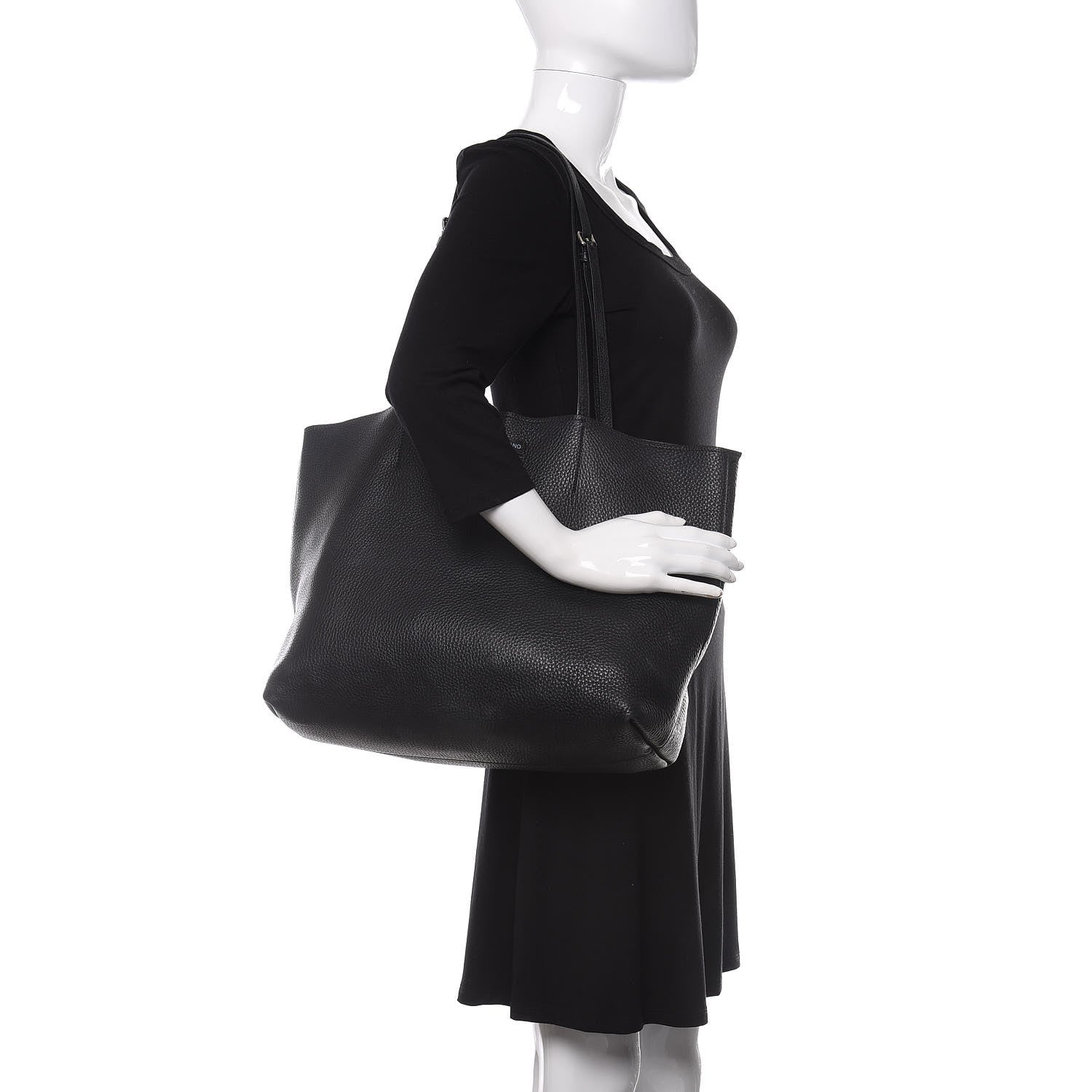Prada Vitello Daino Etiquette Shopping Bag Black 2 of 12