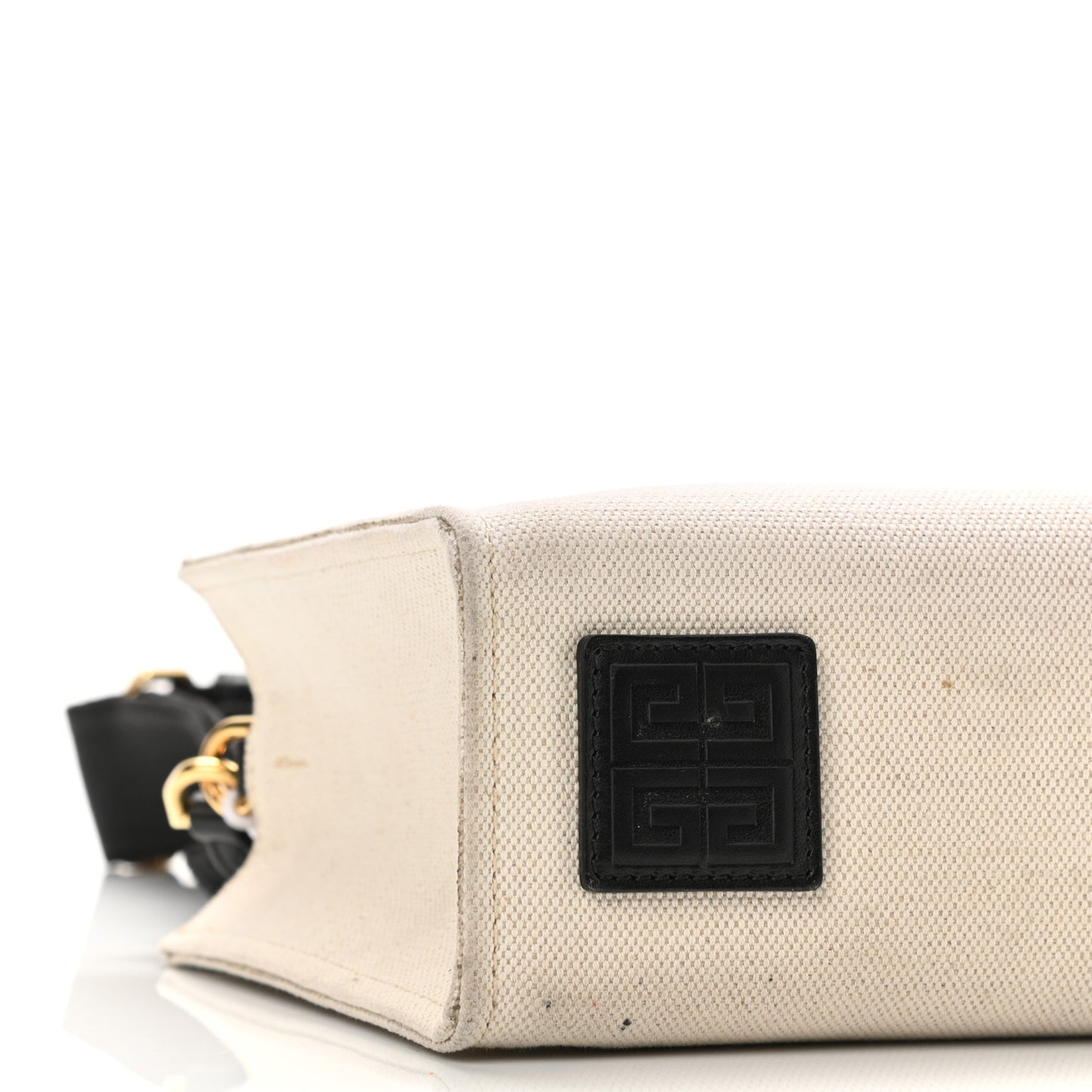 Canvas Mini Bond Shopper Tote Beige Black