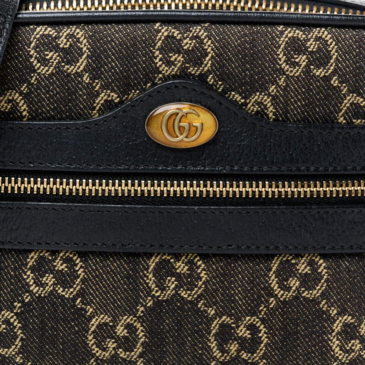 Gucci Jacquard Black Denim GG Monogram Textured Dollar Calfskin Mini Ophidia Shoulder Bag Black Ivory 8 of 10