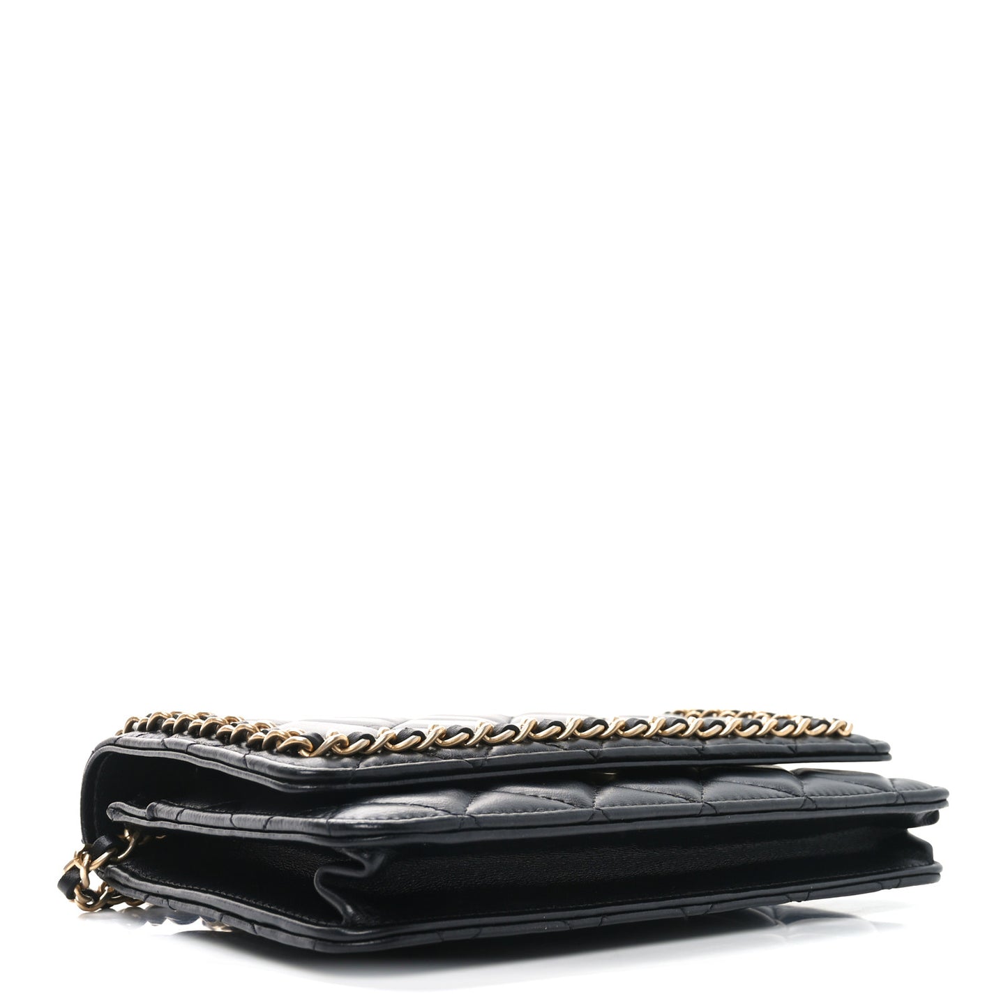 Lambskin Quilted Chain Around Wallet On Chain WOC Black