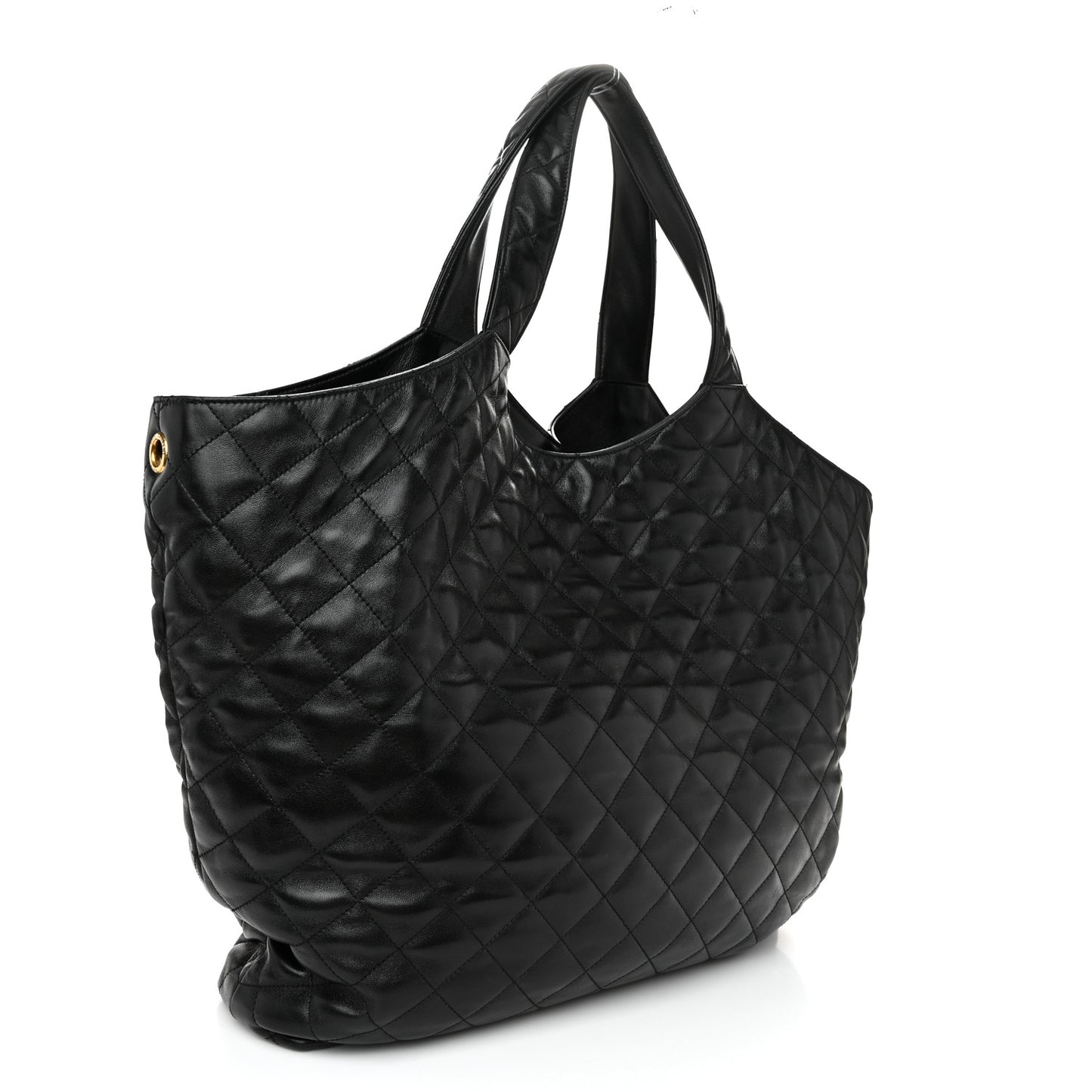 Lambskin Quilted Maxi Icare Shopping Tote Black