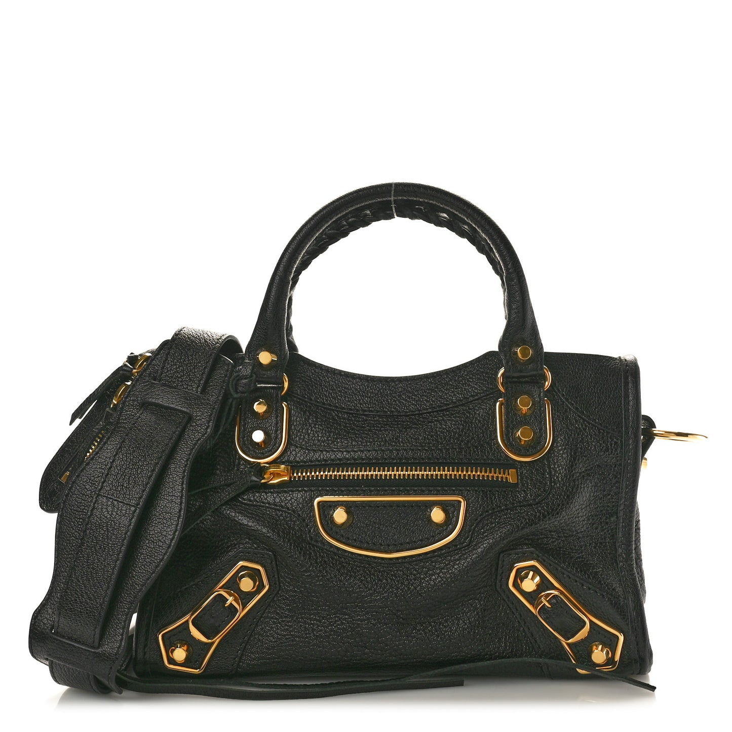 Chevre Gold Metallic Edge Hardware Mini City Black