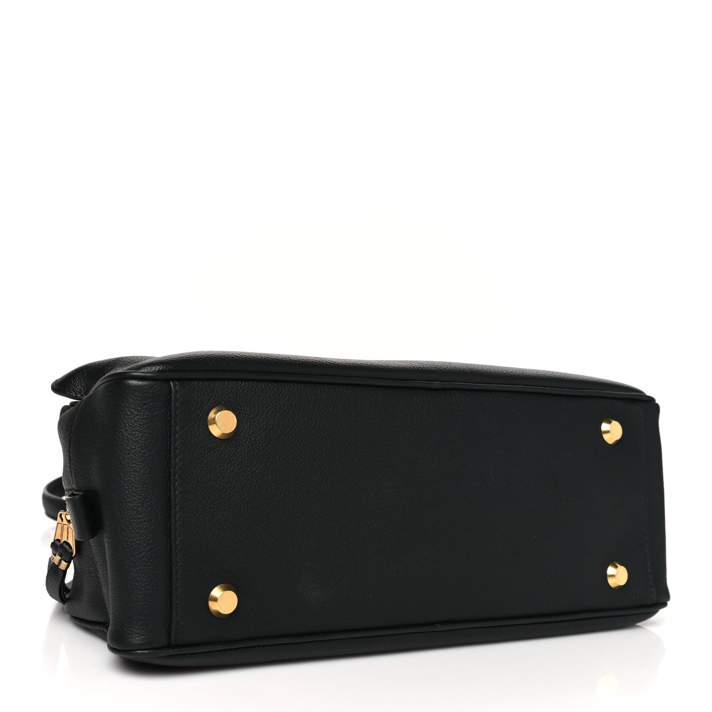 Grained Calfskin Small Carrie Bowling Bag Black