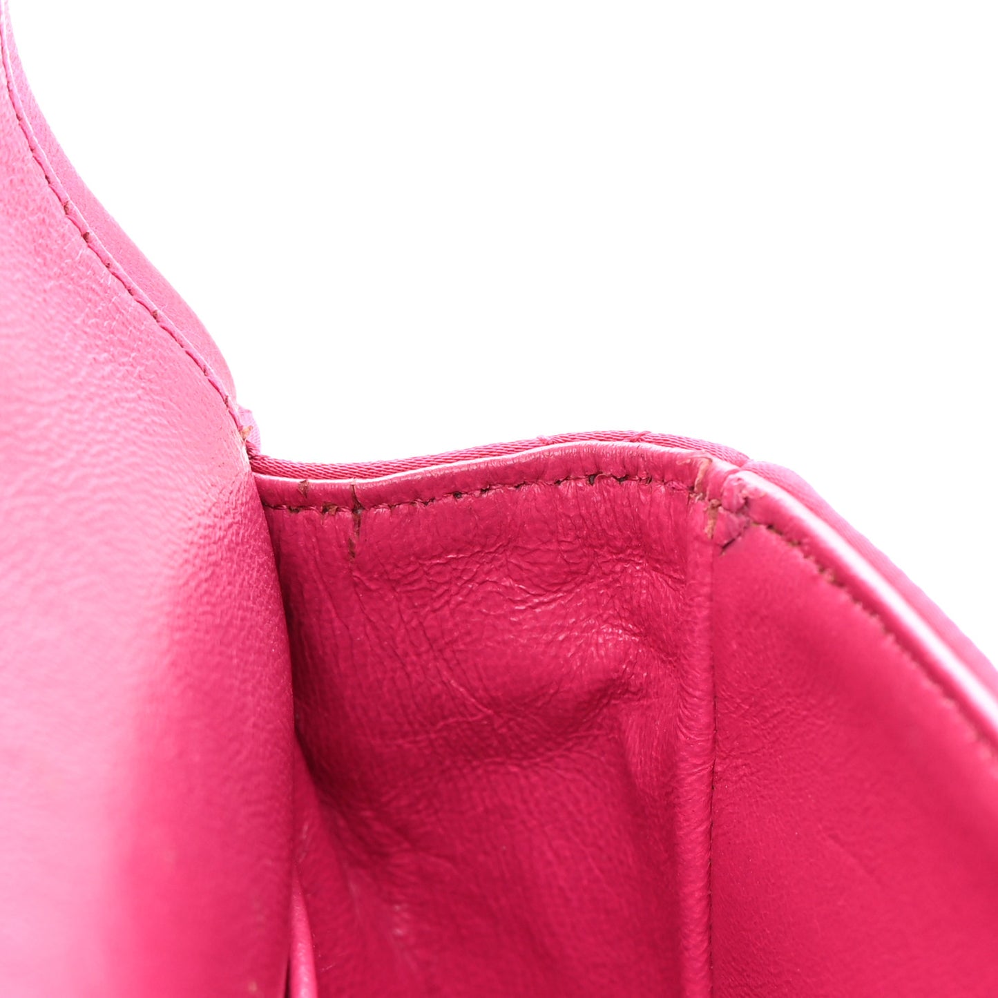 Satin Quilted Medium Double Flap Fuchsia