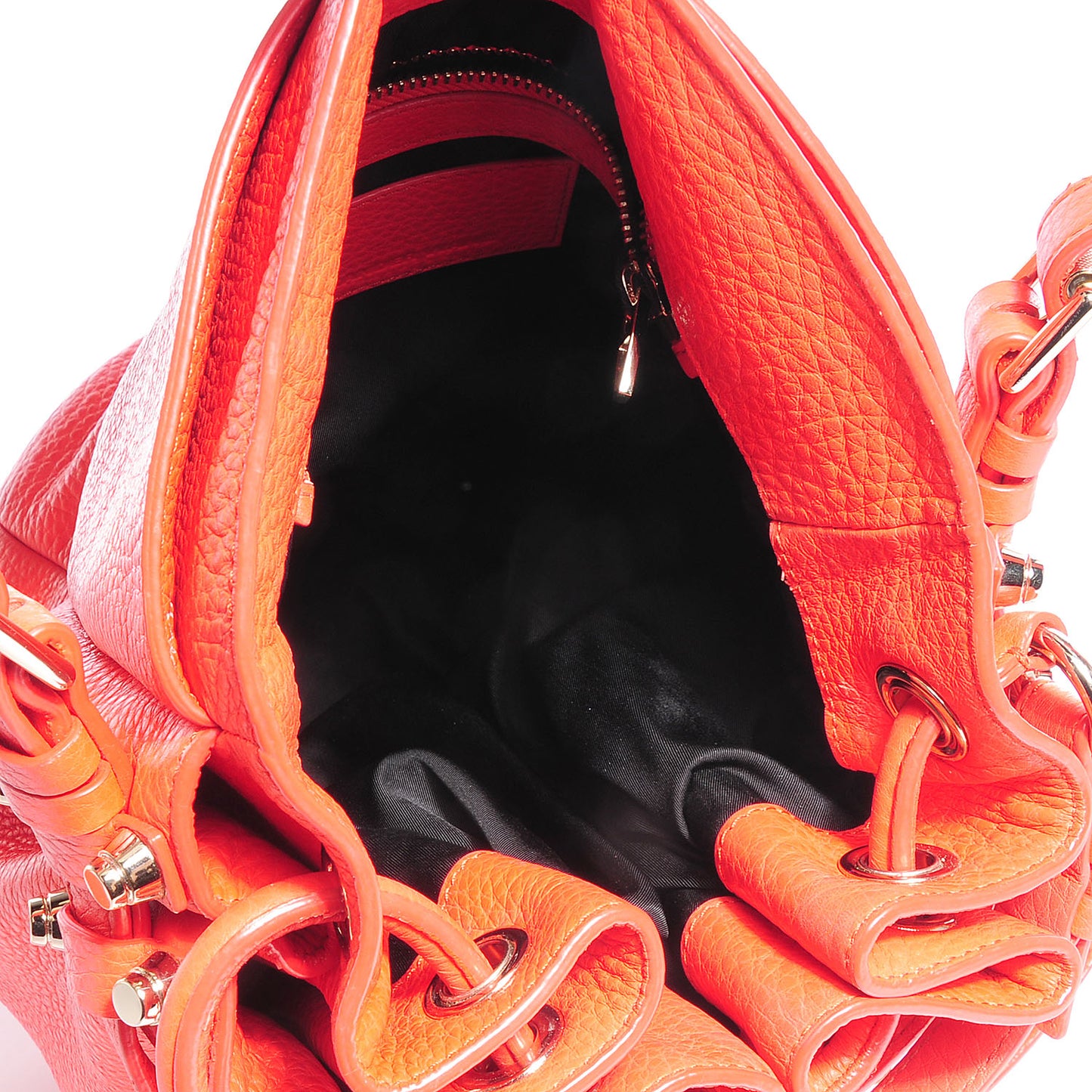 Pebbled Lambskin Diego Bucket Bag Tang w Pale Gold Hardware